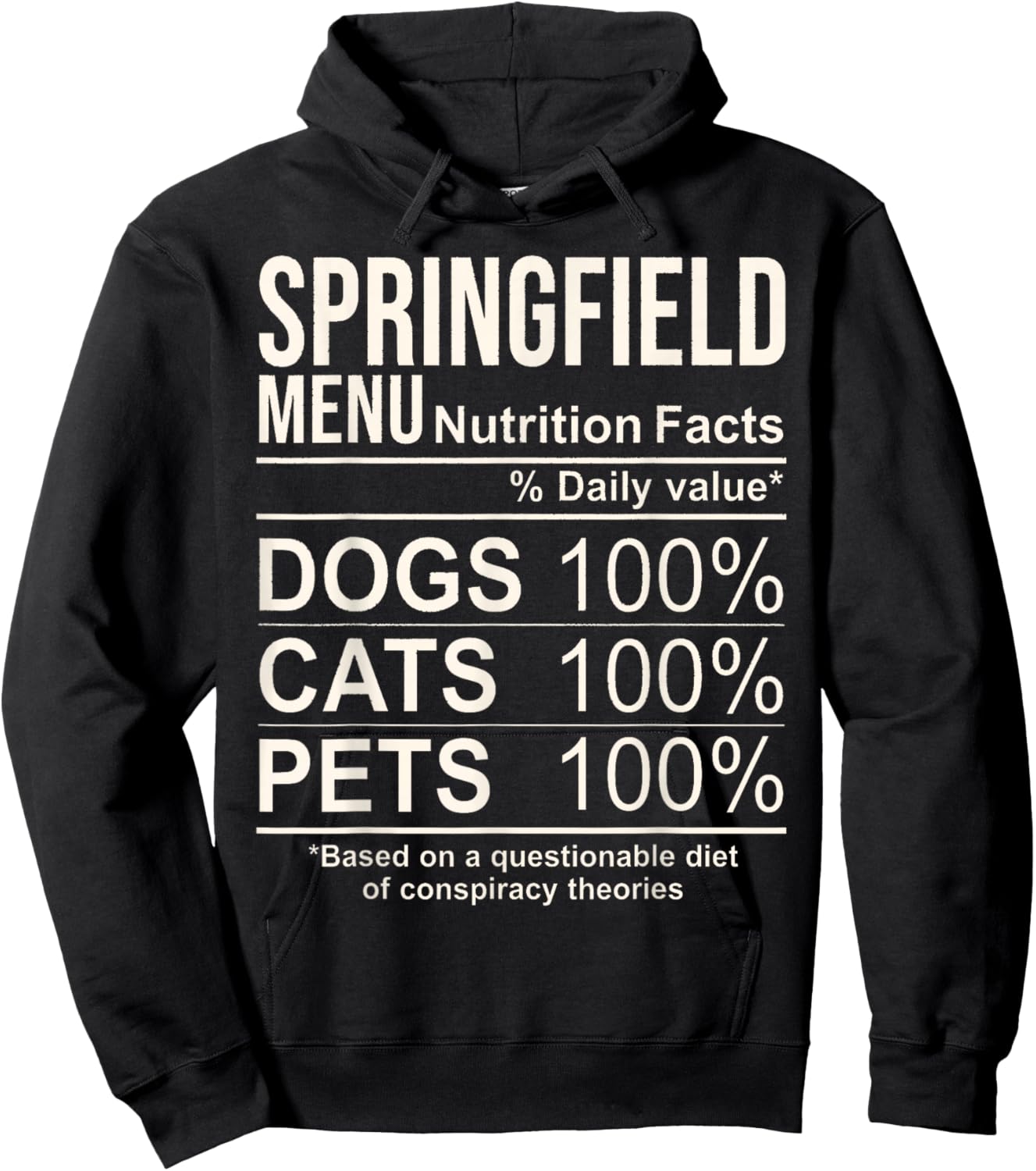 Springfield Menu Nutrition Facts Shirt Dogs Cats Pets Funny Hoodie - Hoodie | Black