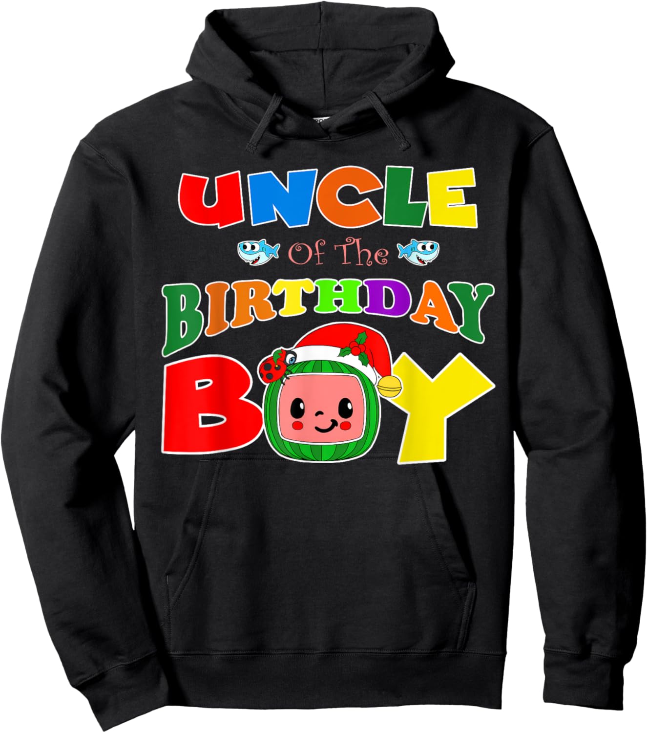 Uncle Of The Birthday Boy Funny Melon Family Matching Hoodie - Hoodie | Black