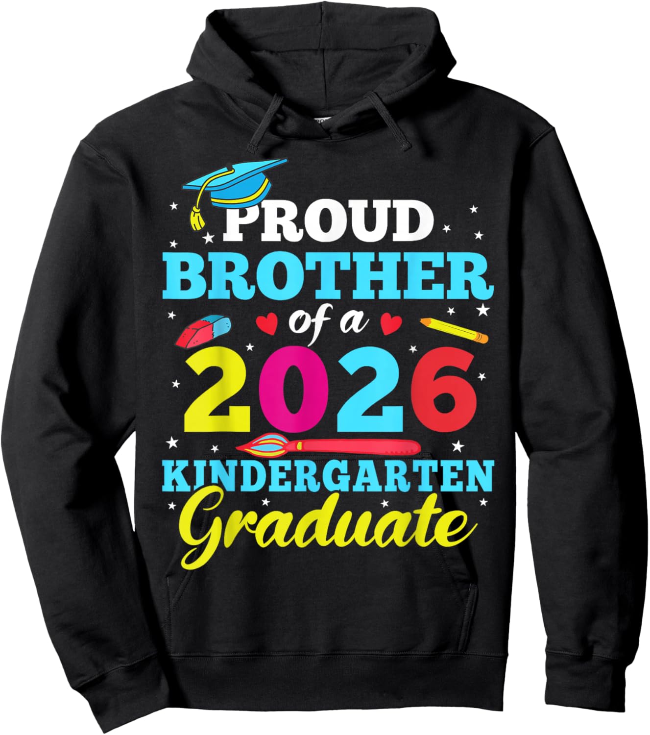 Proud Brother of 2026 Kindergarten Graduate Back to School Hoodie - Hoodie | Black