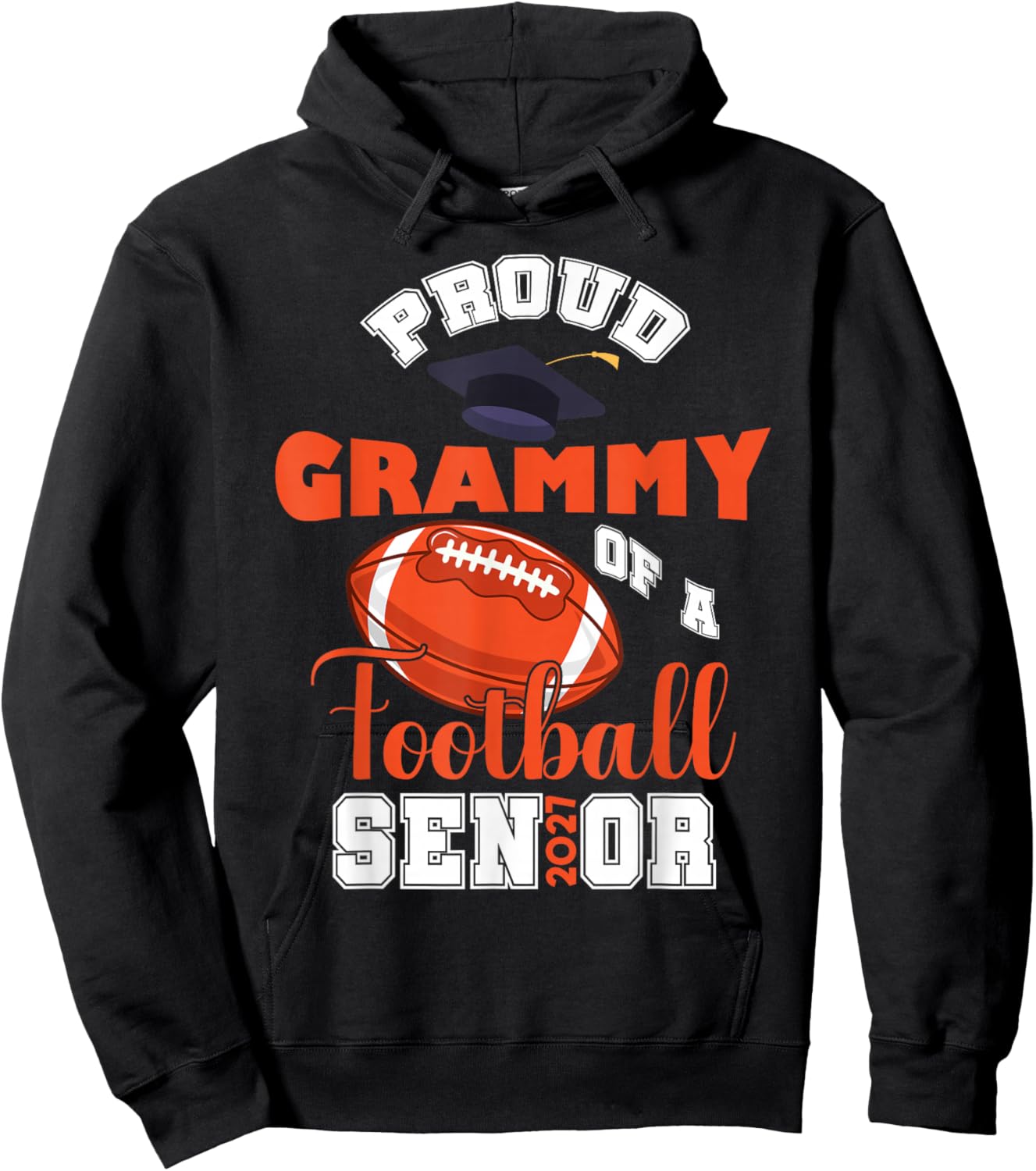 Proud Grammy of Football Senior Family School Graduation Hoodie - Hoodie | Black