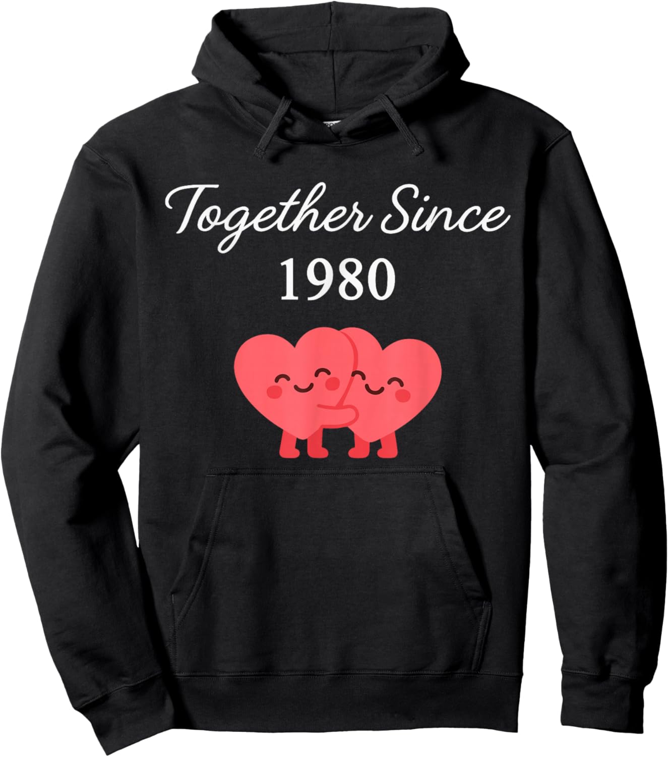 Together Since 1980 46th Anniversary Romantic Love Graphic Hoodie - Hoodie | Black