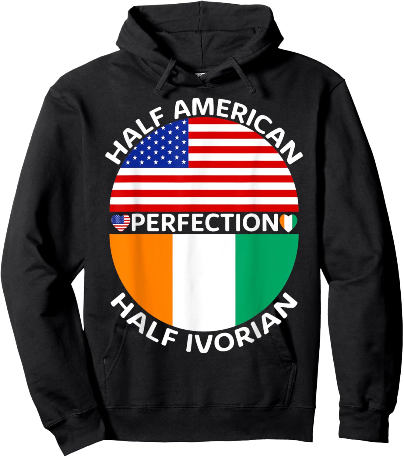 Half American Half Ivorian Ivory Coast Flag Root Men Women Hoodie - Hoodie | Black