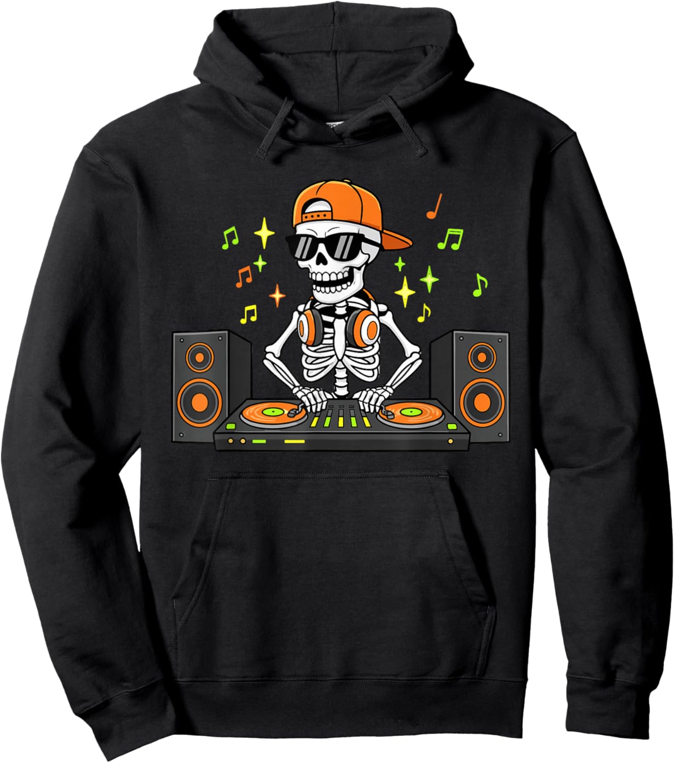 DJ Skeleton Mixing Decks Rave Halloween EDM Hoodie - Hoodie | Black