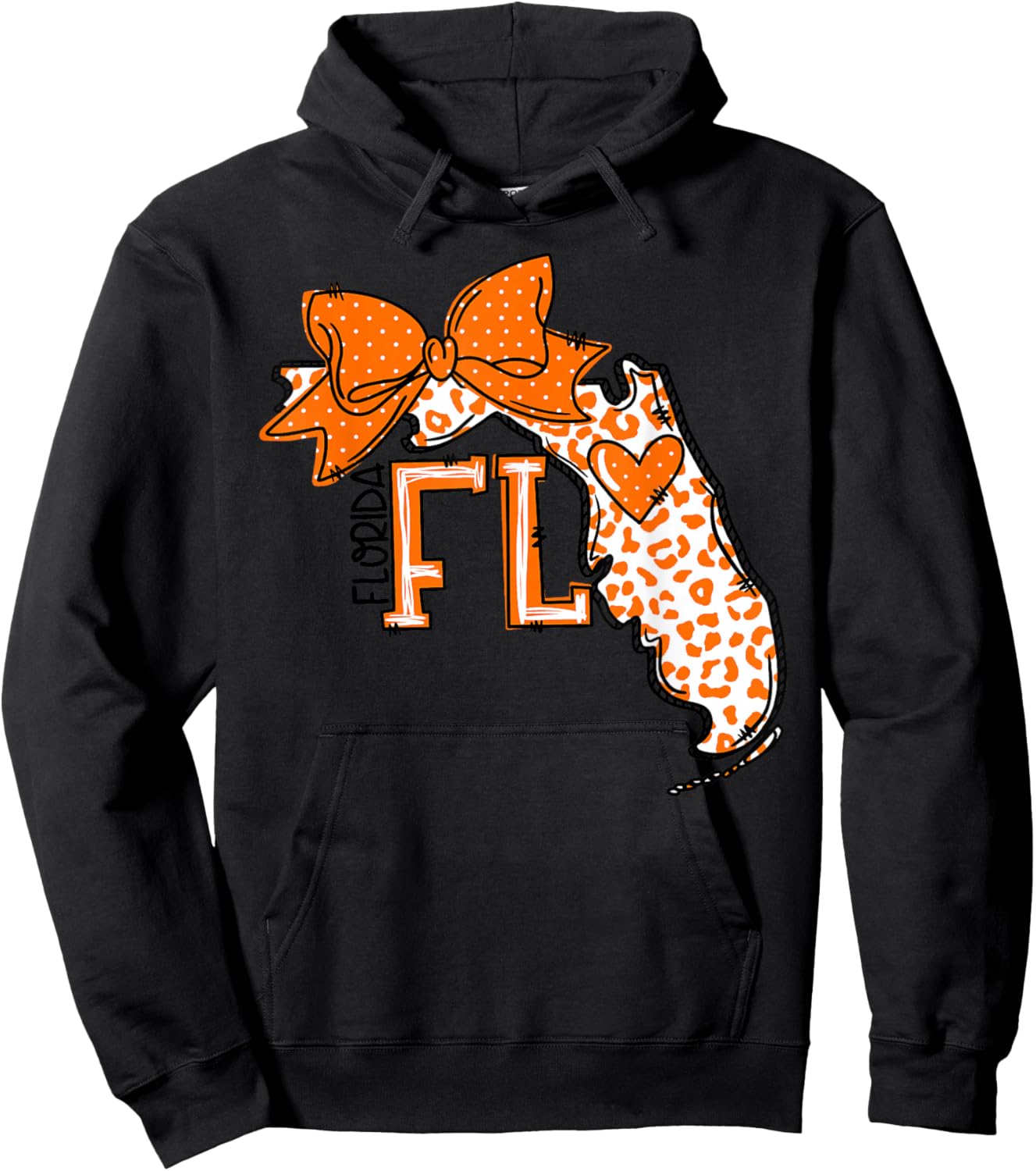 Florida Heart State Map Girl Coquette Bow Girl Kid Hoodie - Hoodie | Black