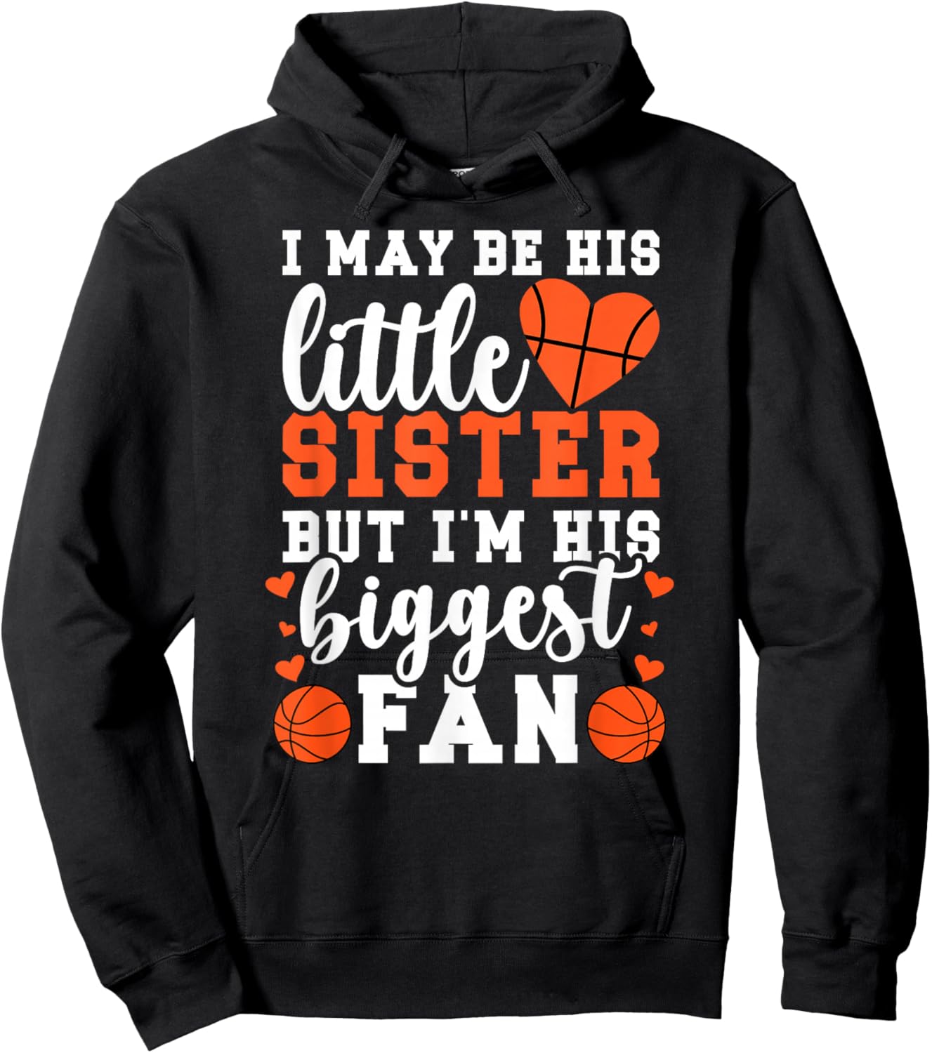 Little Sister Basketball Sister Of A Basketball Player Hoodie - Hoodie | Black