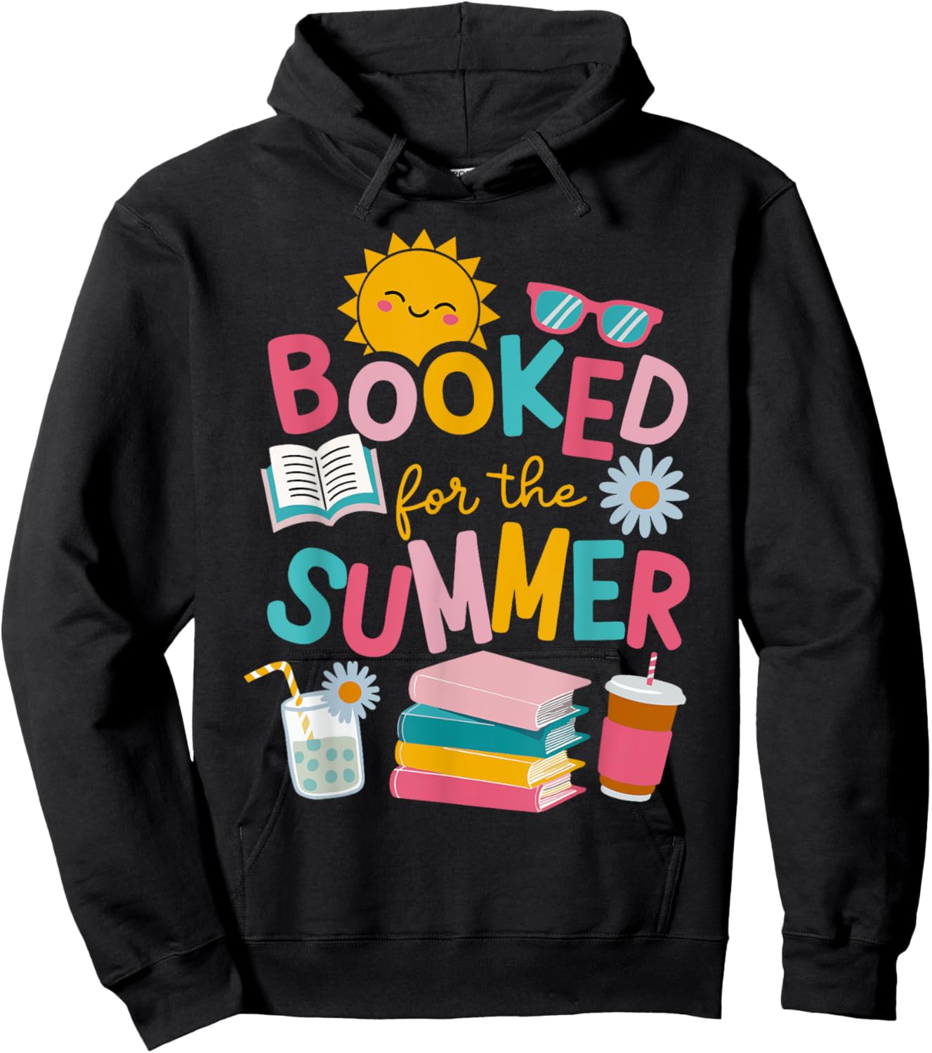 Booked For The Summer Reading Funny Bookworm Reader Beach Hoodie - Hoodie | Black