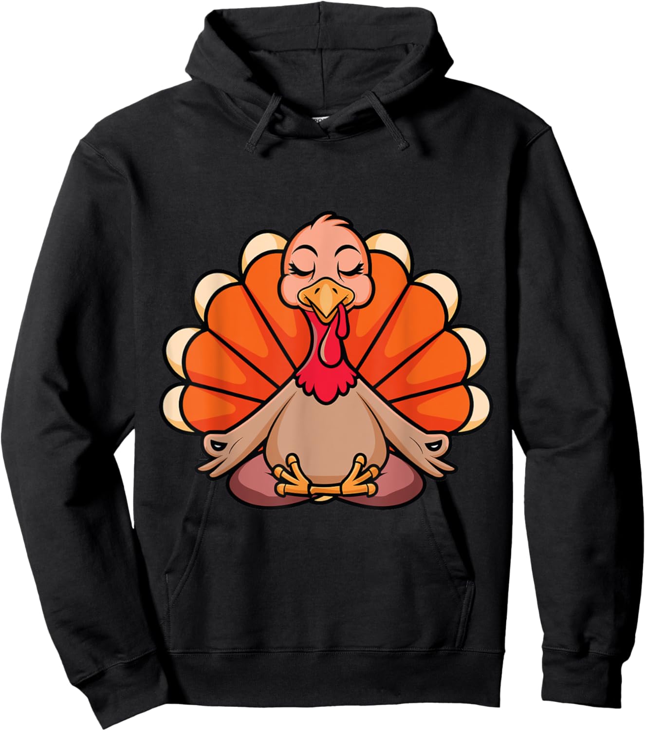 Turkey Yoga Thanksgiving Day Meditating Namaste Fall Women Hoodie - Hoodie | Black
