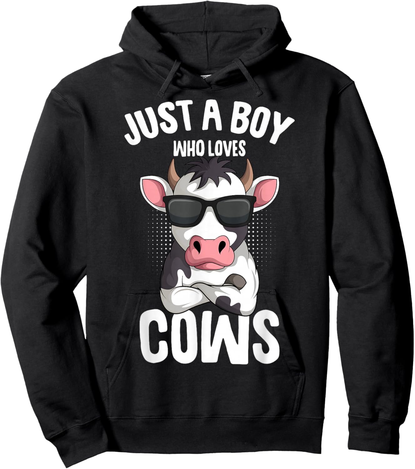 Just A Boy Who Loves Cows Farmer Kids Cow Toddler Boys Hoodie - Hoodie | Black