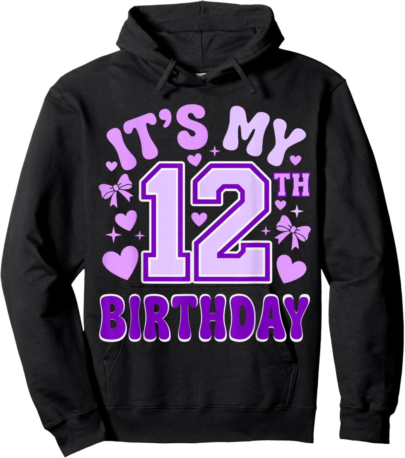 12th Birthday Girls Apparel Twelve Years Old It's My 12 Bday Hoodie - Hoodie | Black