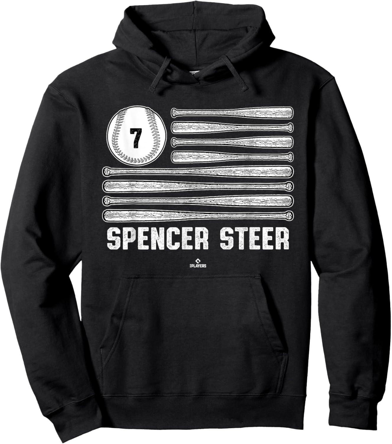 Baseball American Flag Spencer Steer Cincinnati Baseball Hoodie - Hoodie | Black
