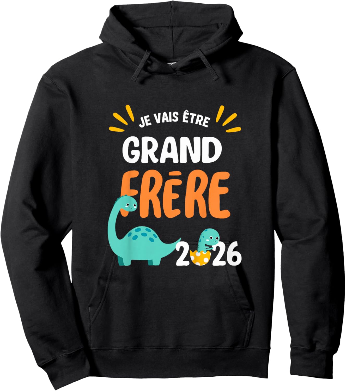 Kids I Will Be Big Brother 2026 Dinosaur Future Big Brother Hoodie - Hoodie | Black