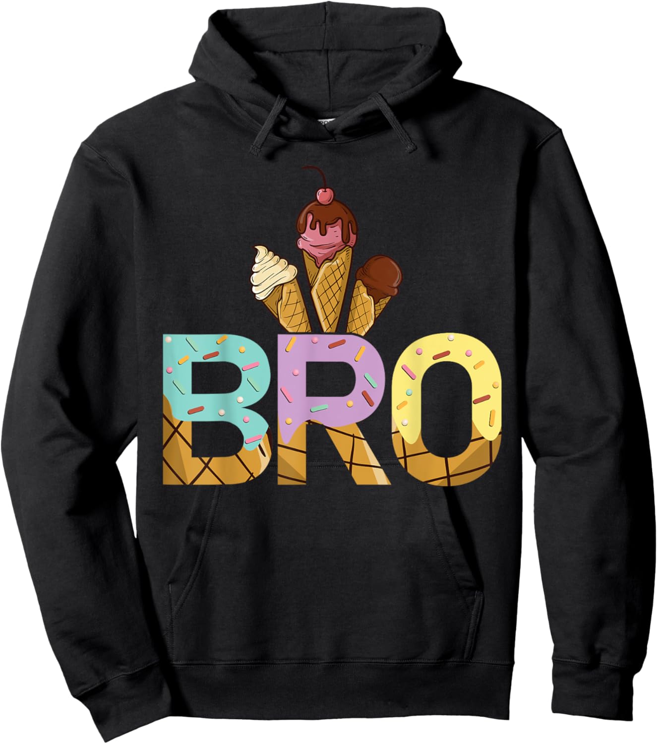 Brother Of The Sweet One Ice Cream 1st First Birthday Family Hoodie - Hoodie | Black