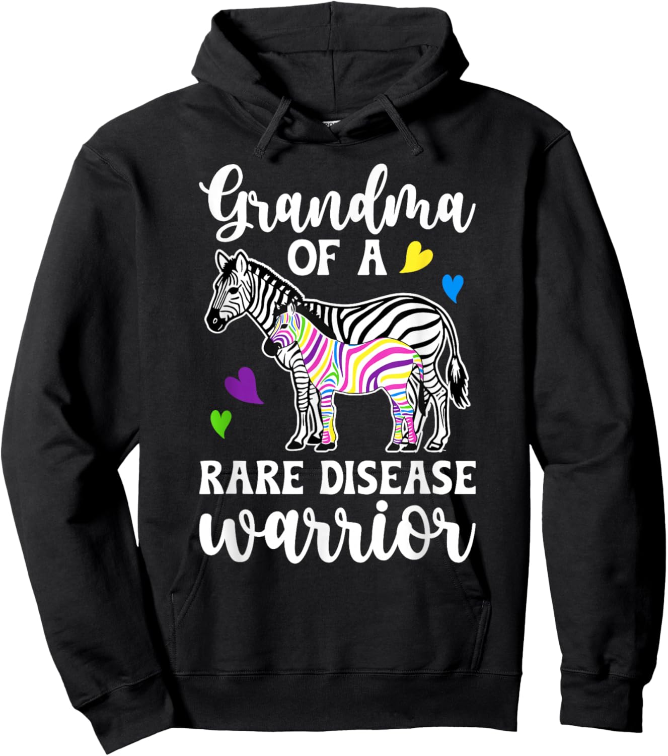 Grandma of A Rare Disease Warrior Rare Disease Awareness Hoodie - Hoodie | Black