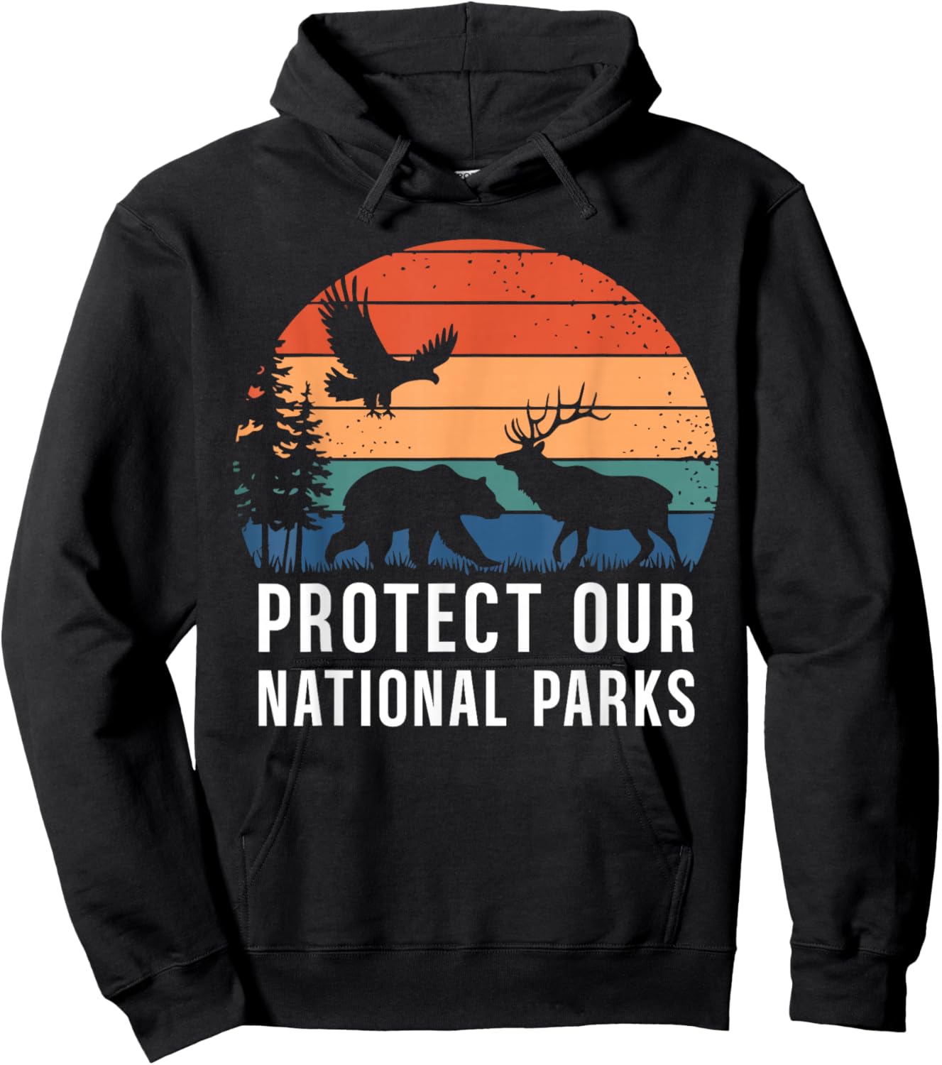 Protect Our National Parks Retro Wildlife Conservation Hoodie - Hoodie | Black