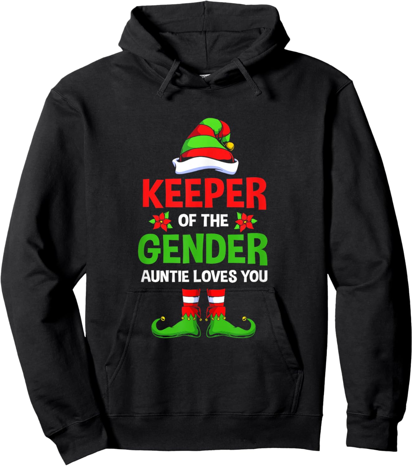 Christmas Gender Reveal Aunt Cute Elf Keeper Of The Gender Hoodie - Hoodie | Black