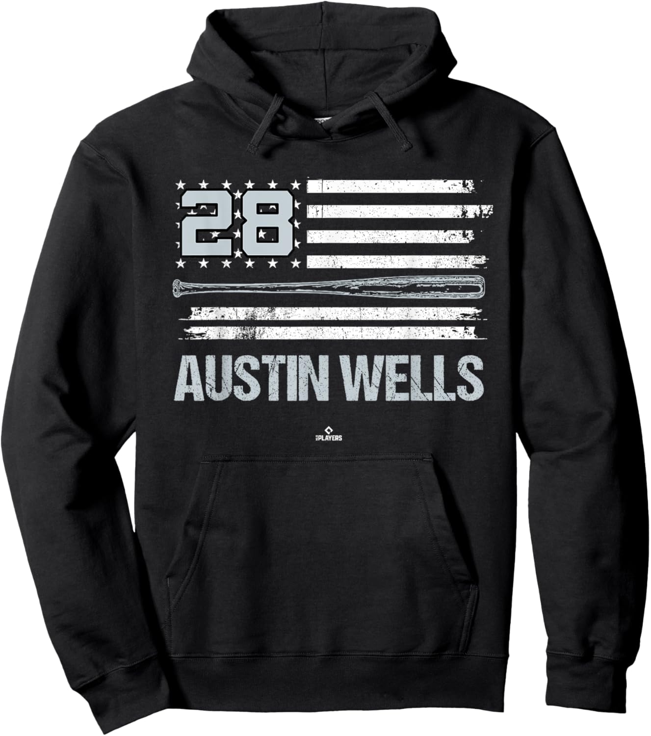 USA Flag Bat Austin Wells New York Baseball MLBPA Hoodie - Hoodie | Black