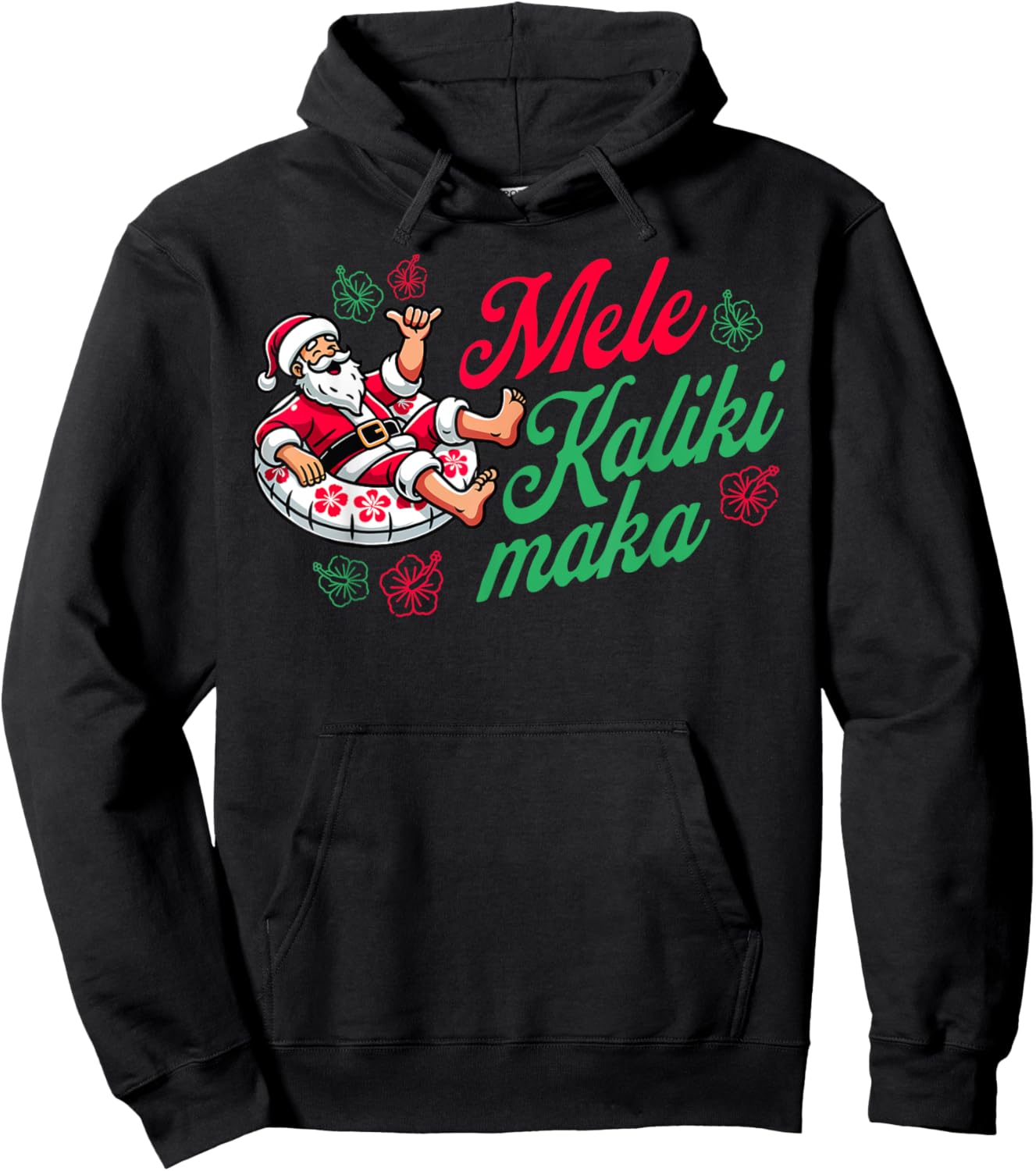 Mele Kalikimaka Tropical Vacation Hawaii Hawaiian Christmas Hoodie - Hoodie | Black