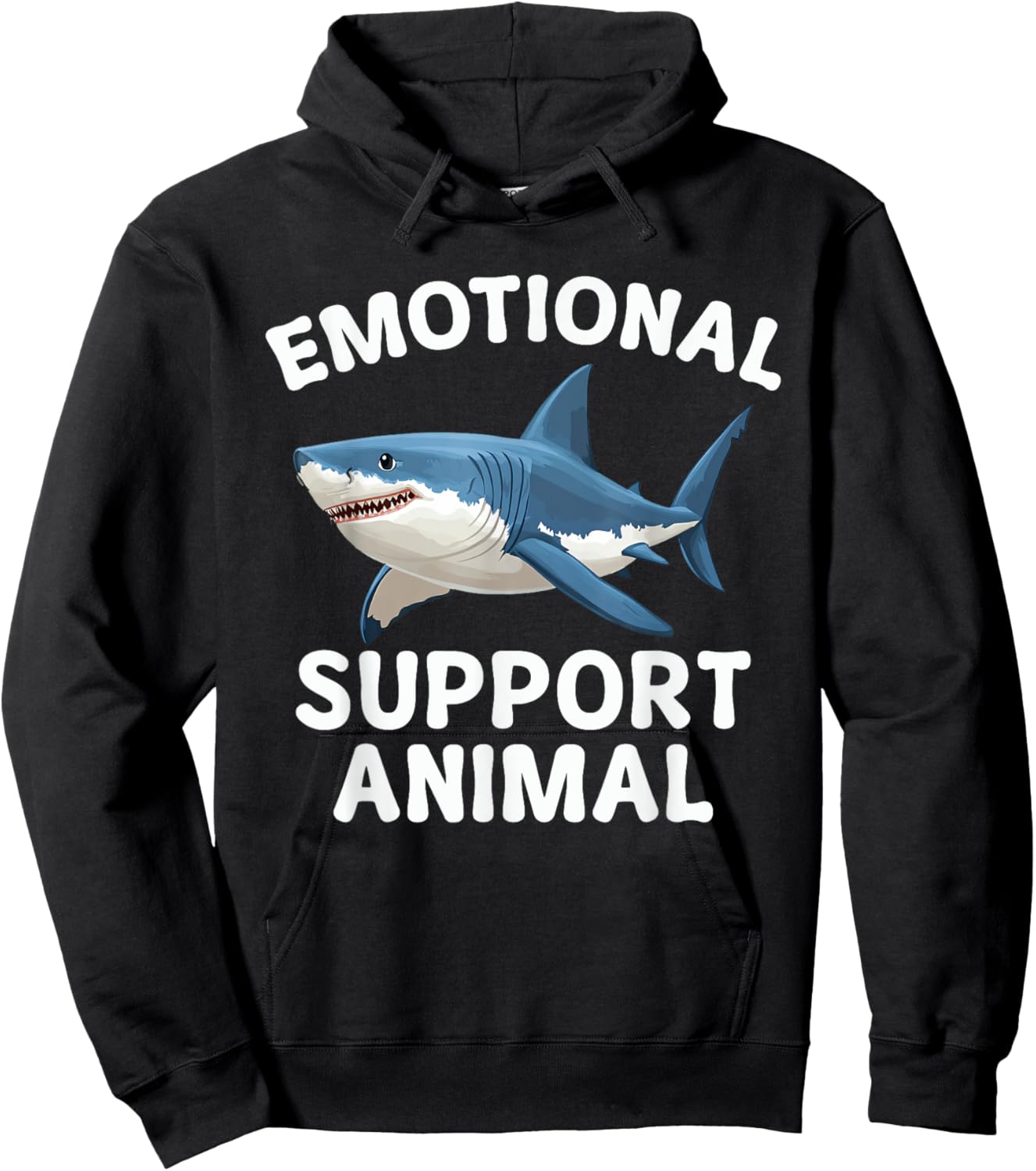 Emotional Support Animal Funny Scary Shark Hoodie - Hoodie | Black