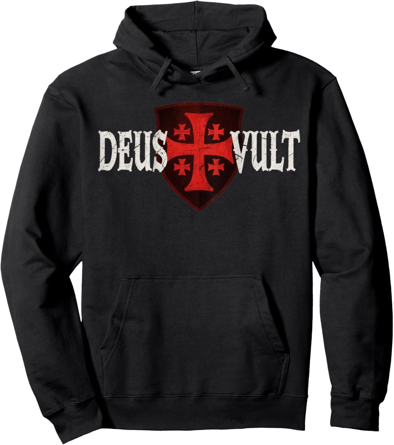 Deus Vult - Christian - Jerusalem Cross Hoodie - Hoodie | Black