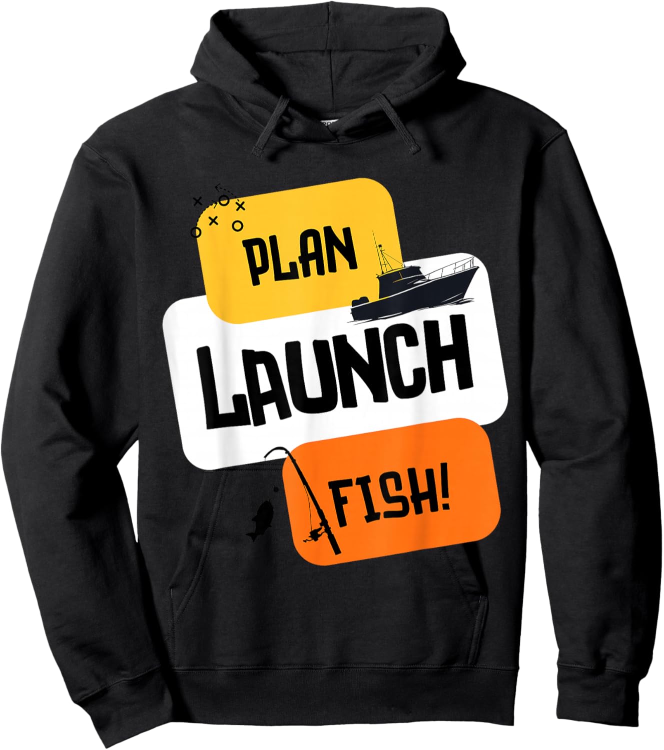 Plan Launch Fish - Angler Gameplan Design Hoodie - Hoodie | Black