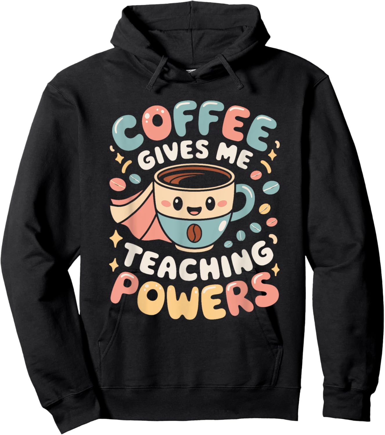 Coffee Gives Me Teaching Powers, Retro Teacher Coffee Hoodie - Hoodie | Black