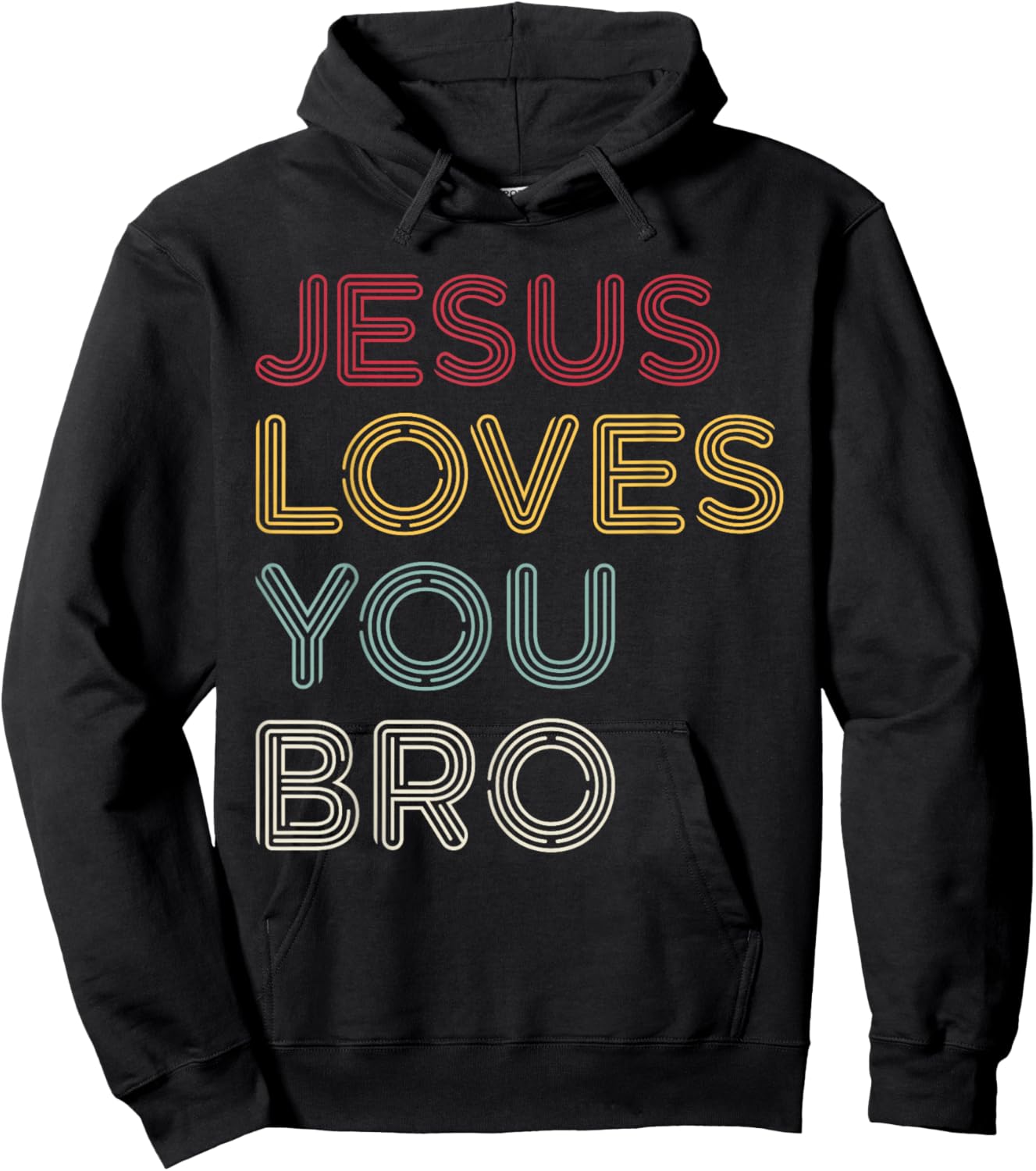 Retro Jesus Loves You Bro, Funny Christian Faith Hoodie - Hoodie | Black