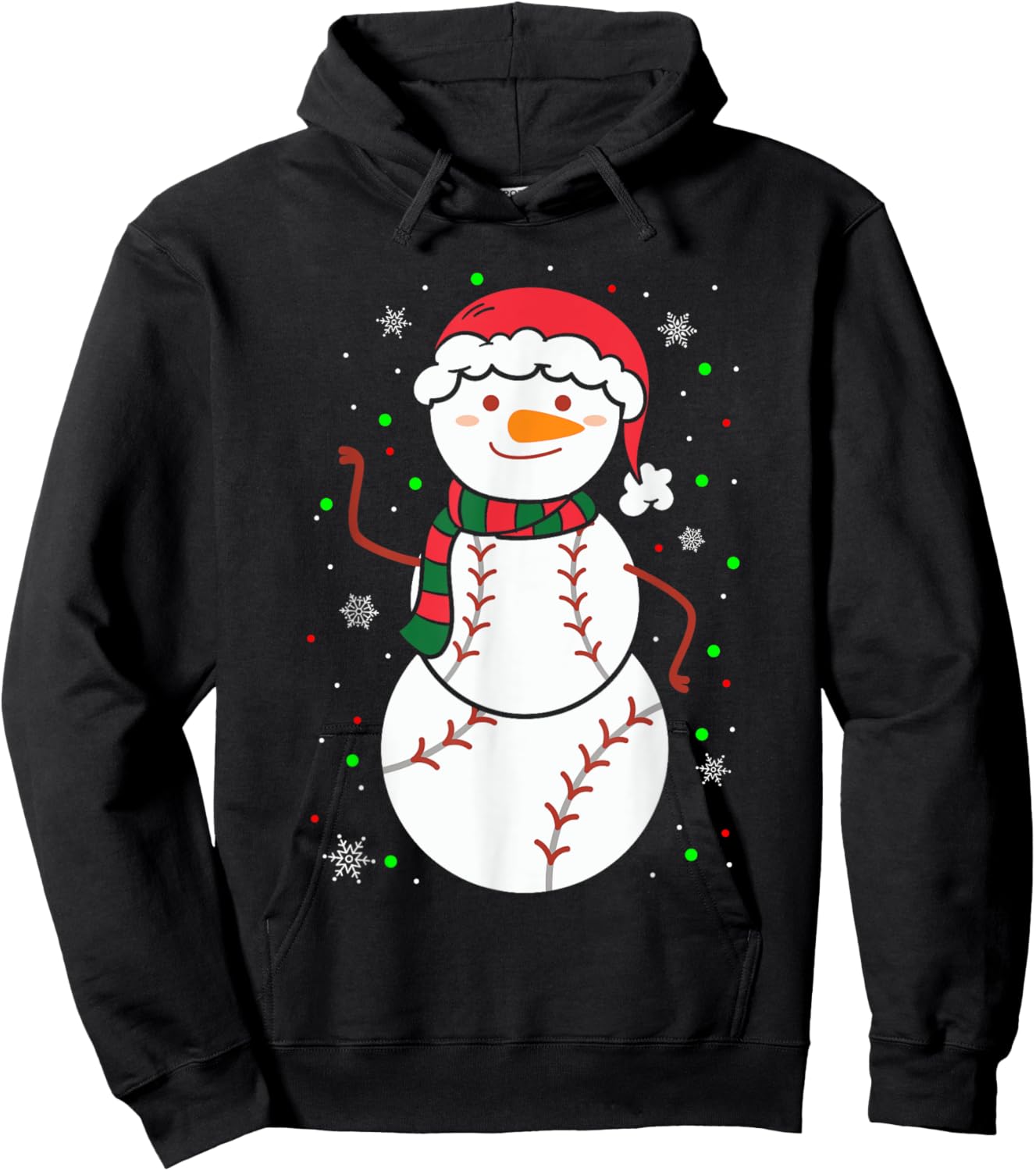 Christmas Baseball Snowmans Balls Snow Xmas Women Hoodie - Hoodie | Black