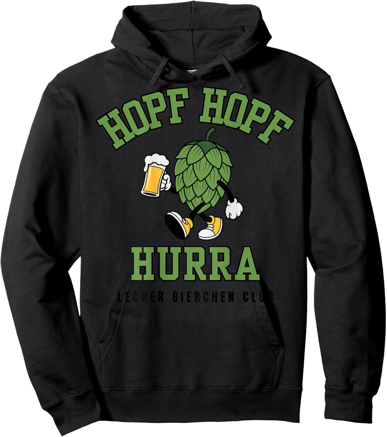 Hopf Hopf Hurra Lecker Bierchen Club Hopfen Malle Backprint Hoodie - Hoodie | Black