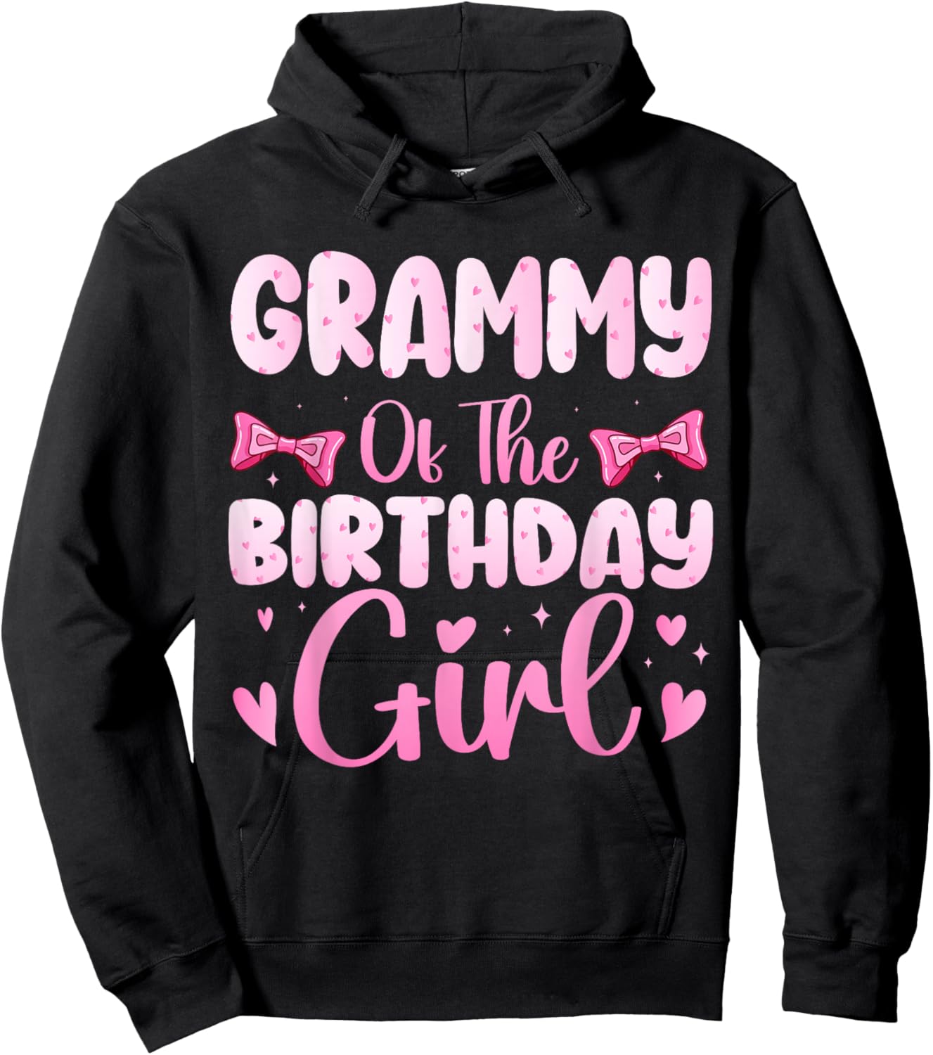 Grammy of The Birthday Girl Family Pink Coquette Bow Hoodie - Hoodie | Black