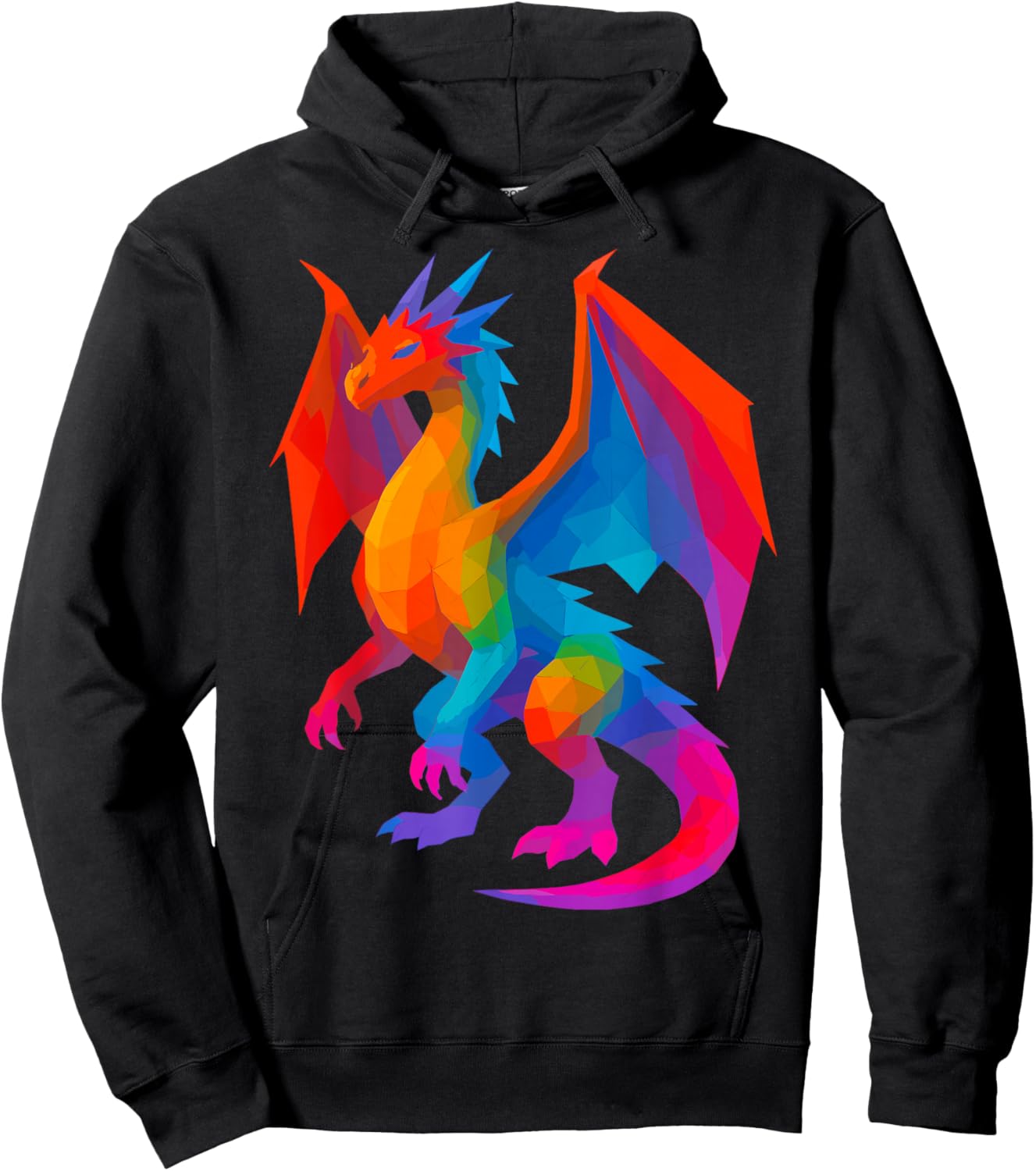 Tie-Dye Geometric Dragon Psychedelic Hoodie - Hoodie | Black