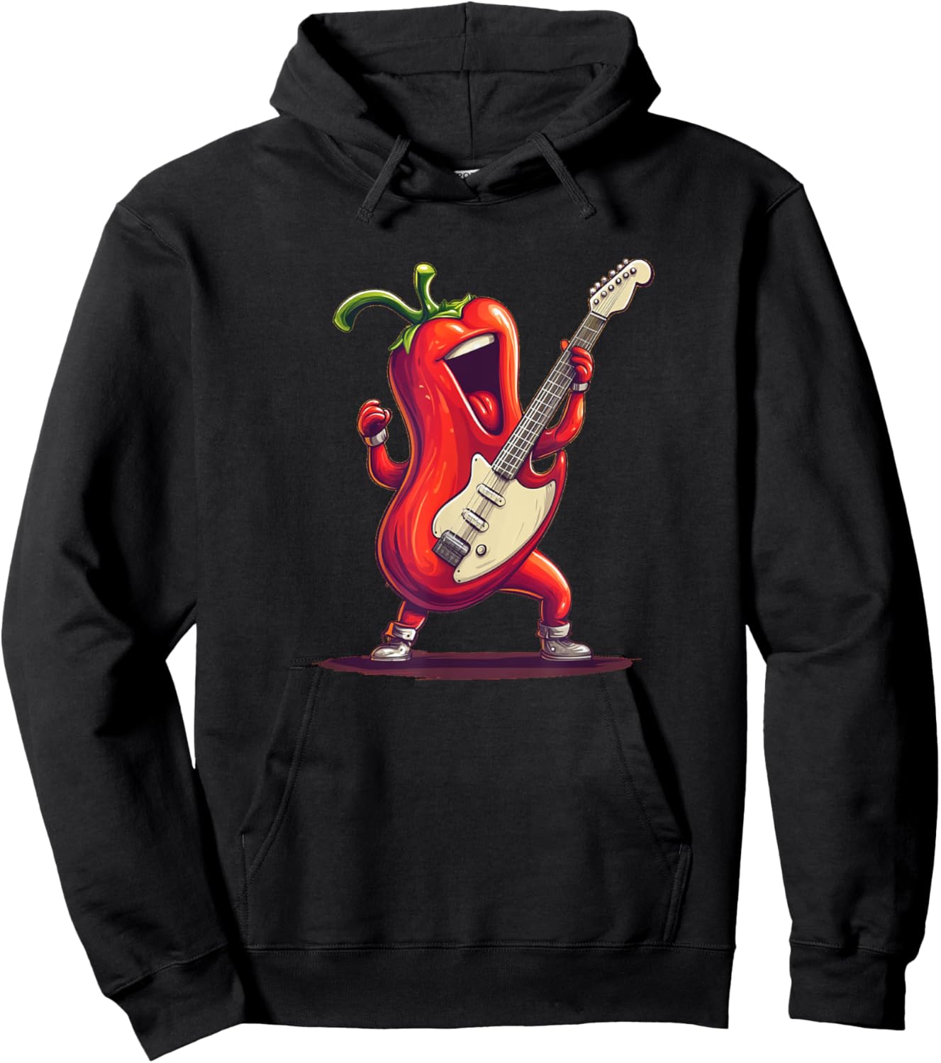 Paprika with Electric Guitar for a Rockin' Vibe Hoodie - Hoodie | Black
