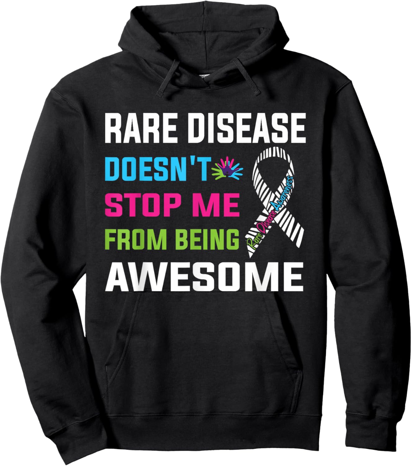 Rare Disease Awareness Day 2026 Rare Genes Zebra Ribbon Hoodie - Hoodie | Black