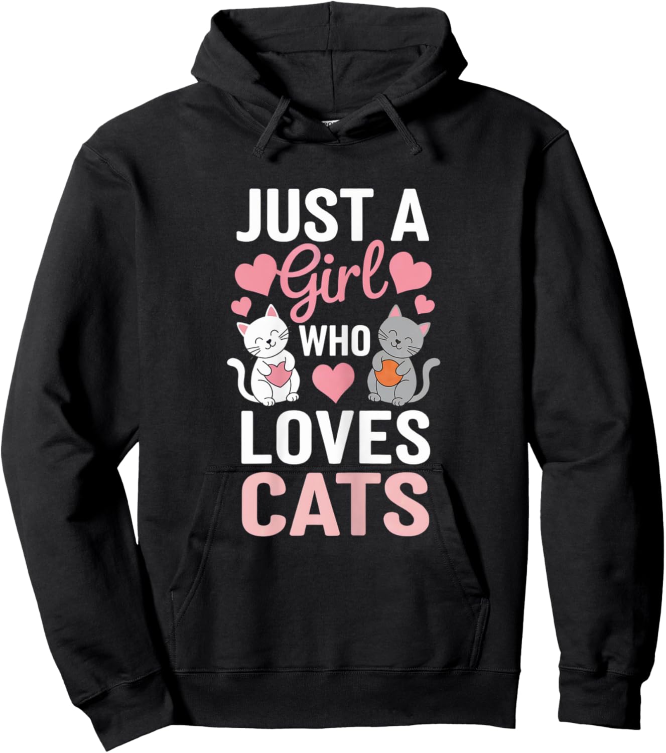 Kitten Just a girl who loves Cats Shirt Cute Cat Lover Heart Hoodie - Hoodie | Black