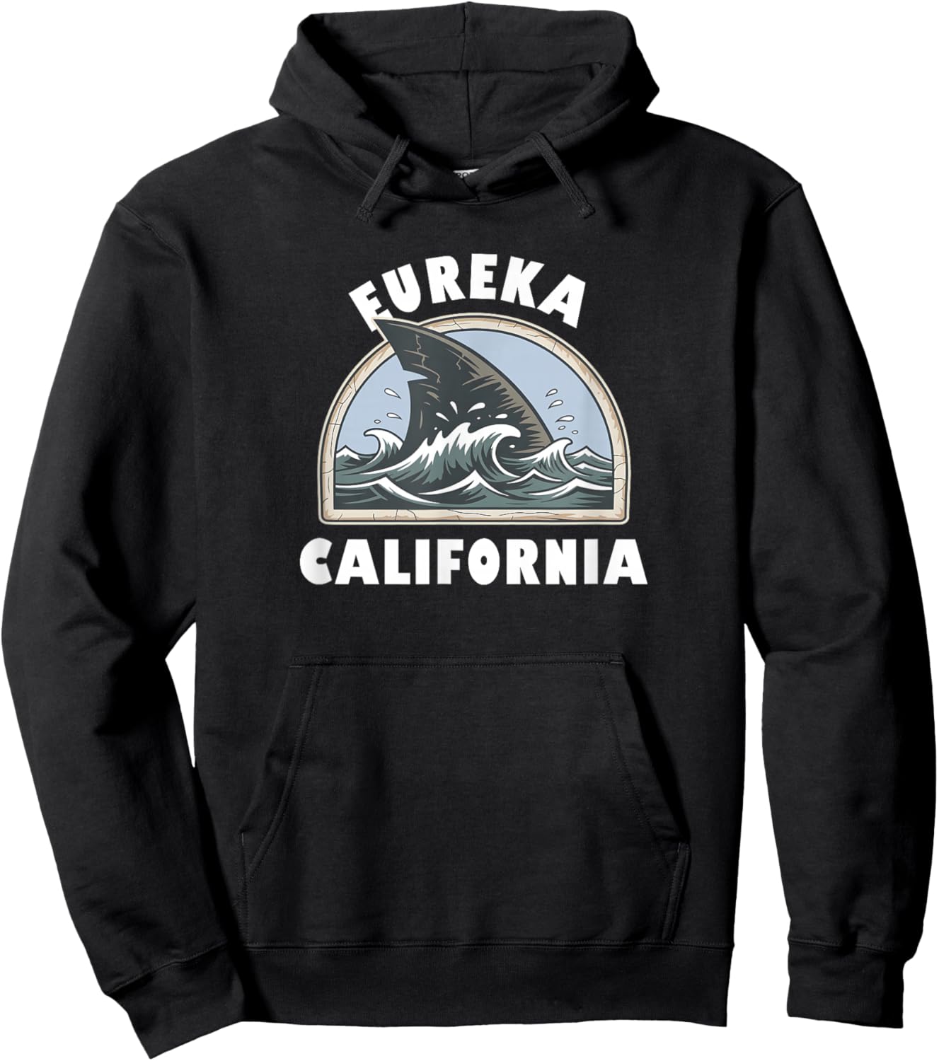 Eureka California Swimming Shark Fin Vacation Souvenir Hoodie - Hoodie | Black