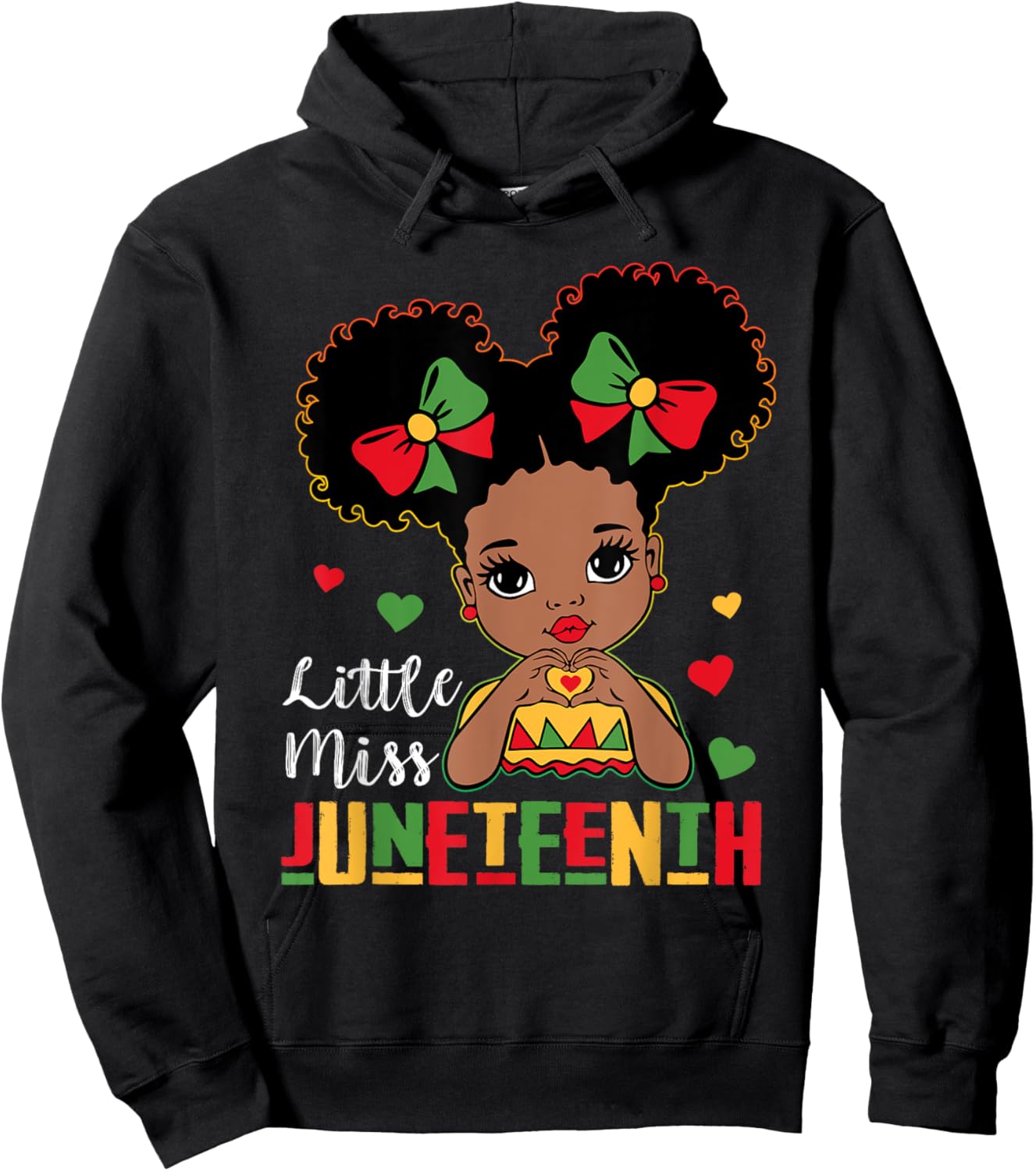 Little Miss Juneteenth Shirt Girl Toddler Black History Kids Hoodie - Hoodie | Black