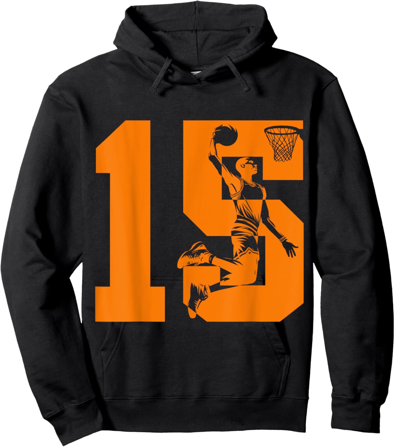 Number 15 Basketball 15th Birthday Hoodie - Hoodie | Black