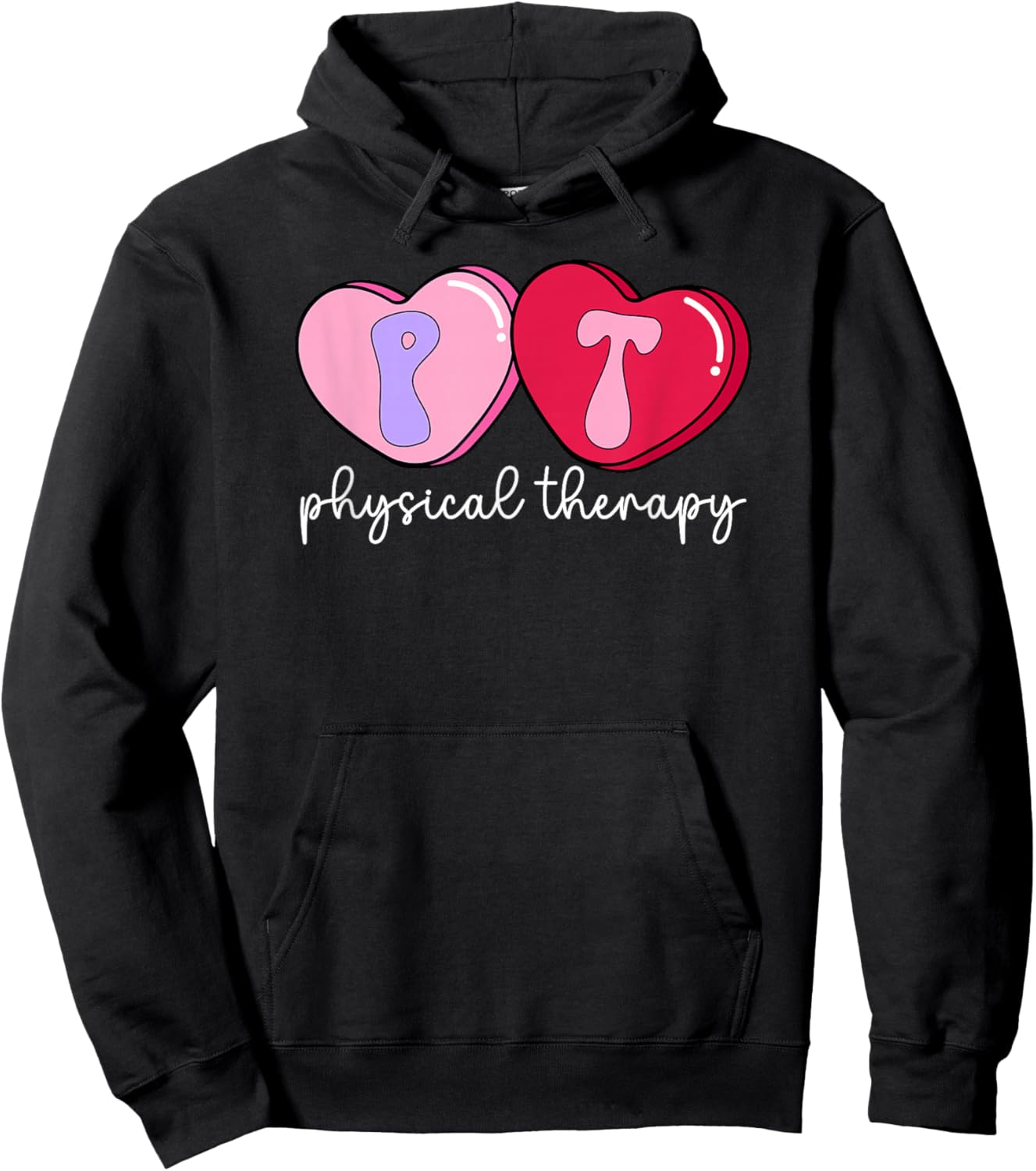 PT Therapist Valentine Physical Therapy Valentines Day Hoodie - Hoodie | Black