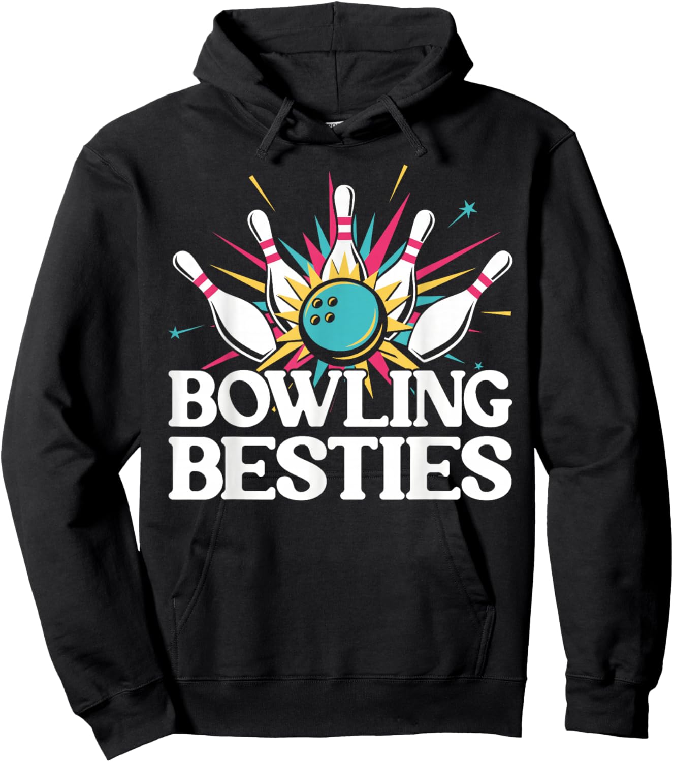 Bowling Besties Cute Funny Bowling Friends Bowling Team Hoodie - Hoodie | Black