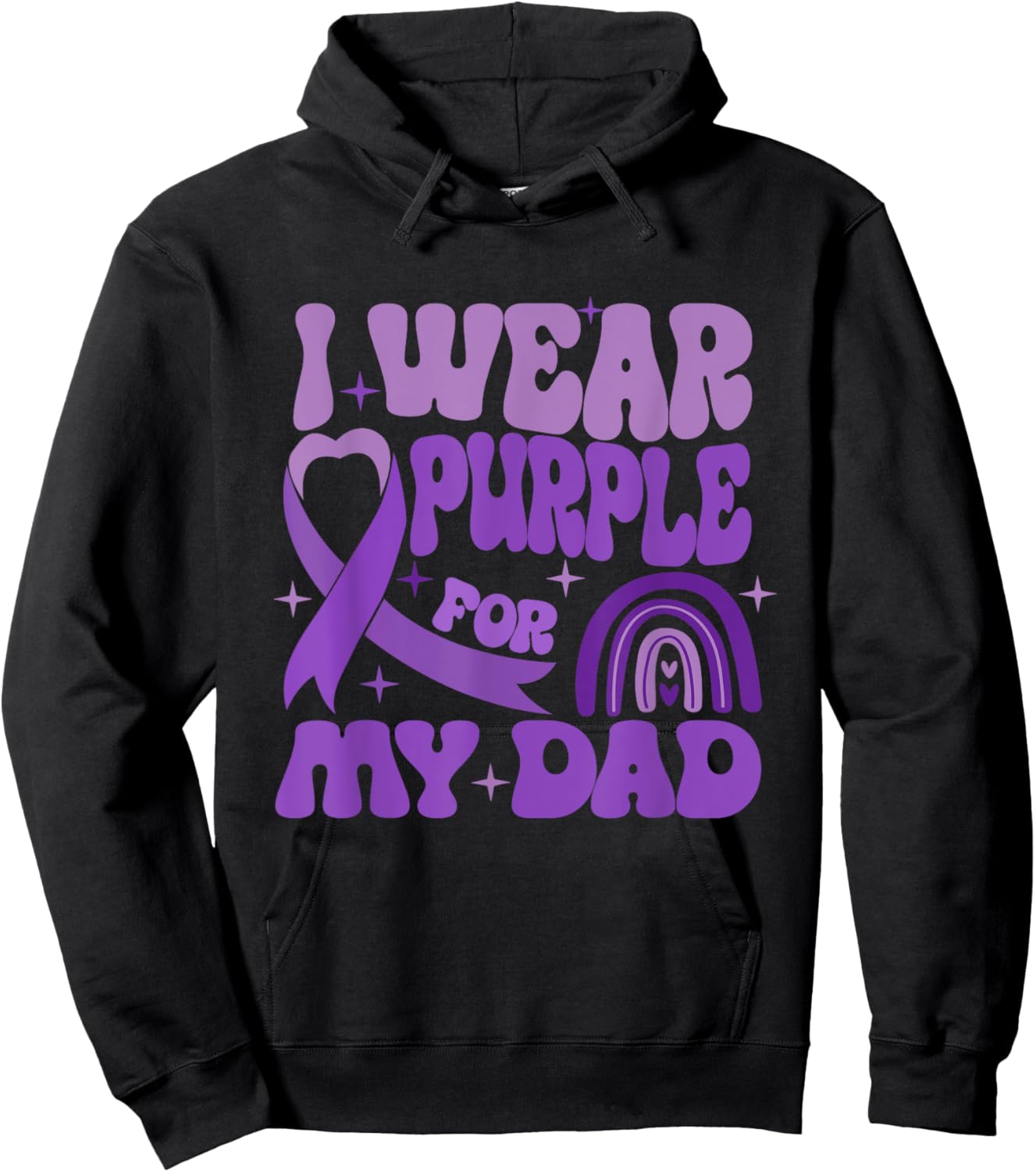 I Wear Purple For My-Dad Alzheimers Awareness Purple Ribbon Hoodie - Hoodie | Black