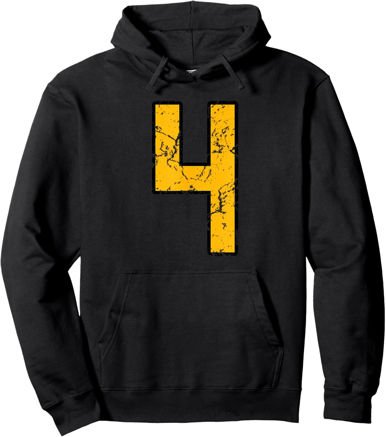 Gold and Black Sports Number 4 Jersey Uniform Player Hoodie - Hoodie | Black