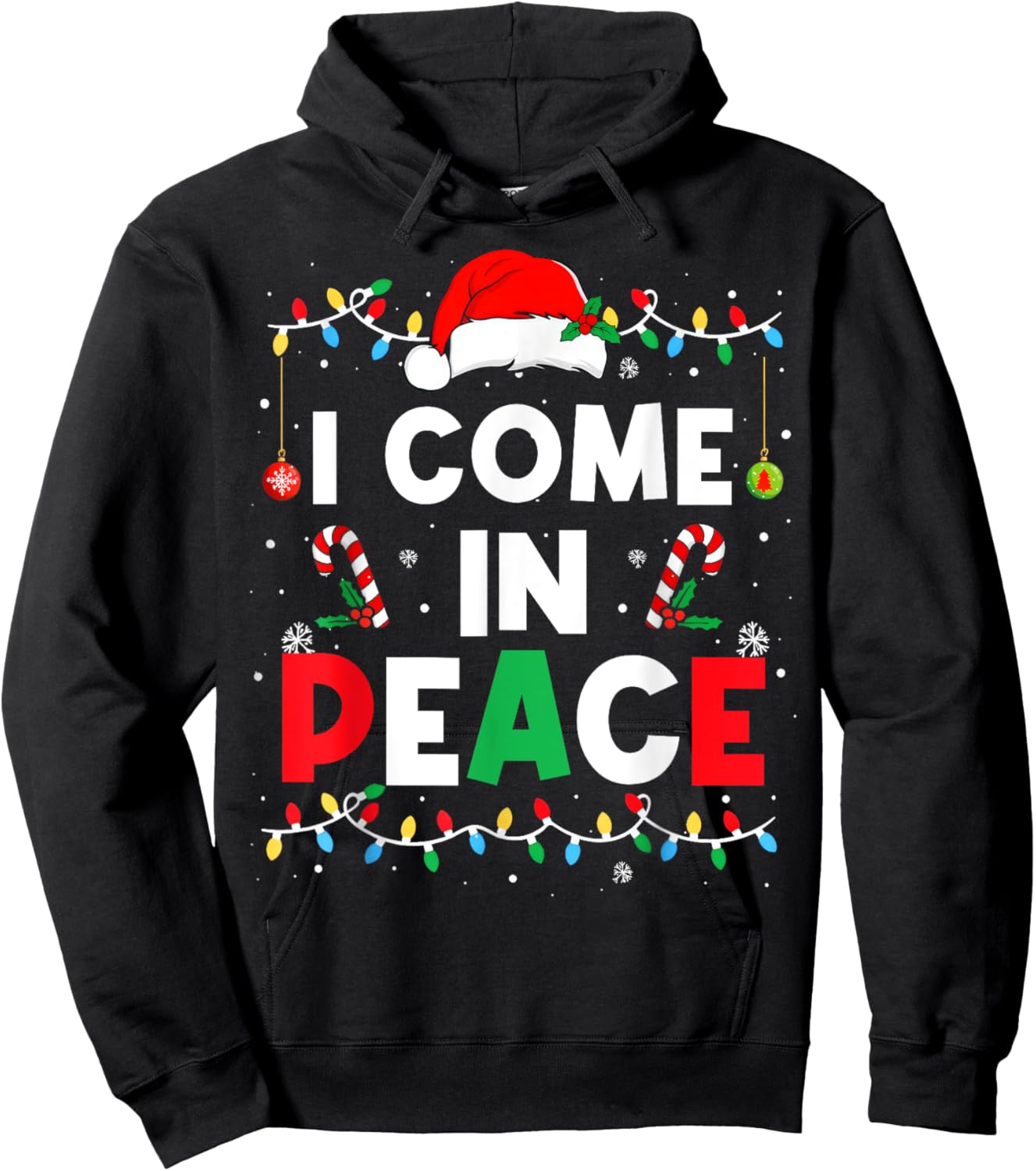 I Come In Peace I'm Peace Funny Matching Couple Christmas Hoodie - Hoodie | Black