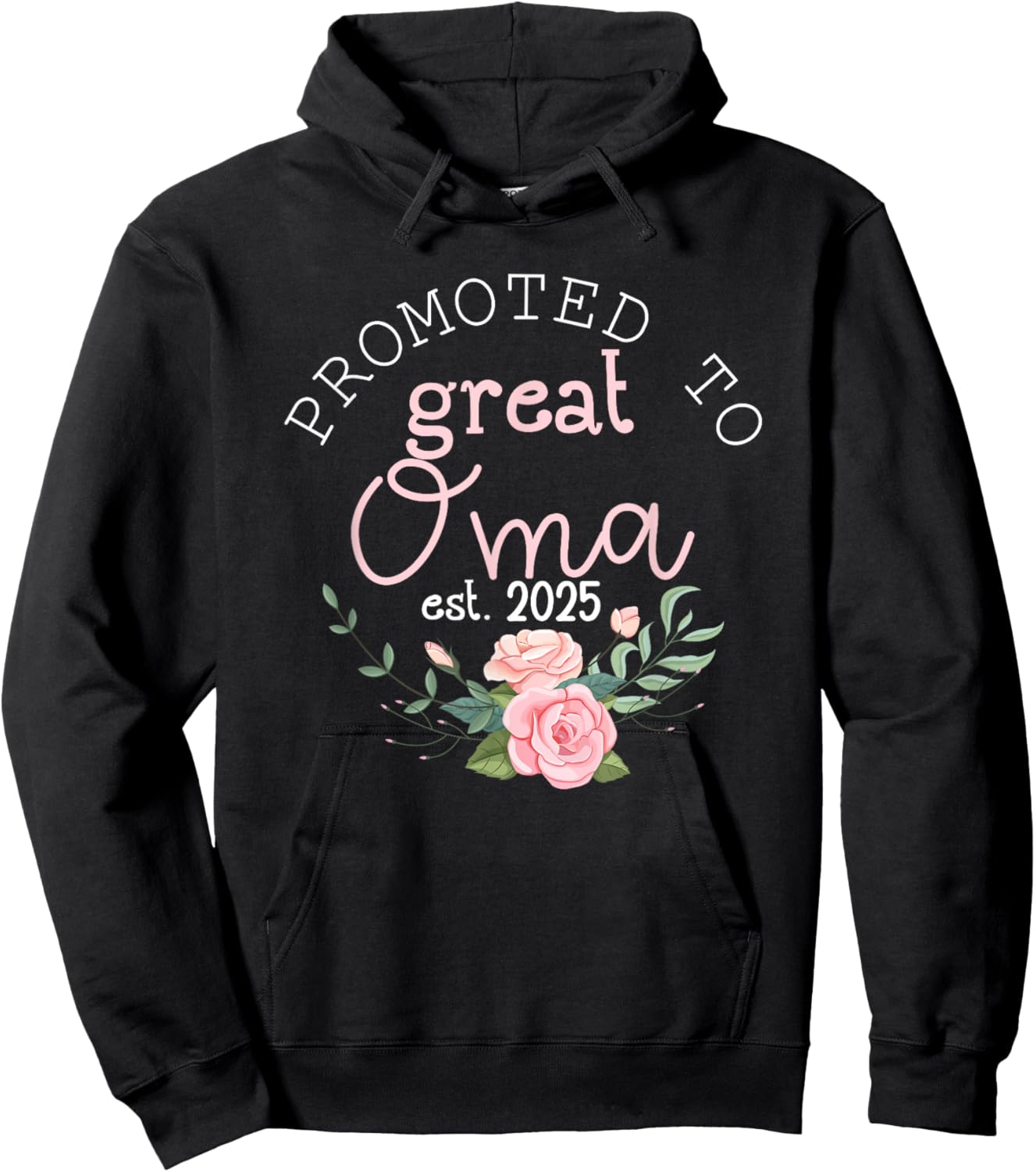 Promoted to Great Oma Grandma 2025 Gifts First Time Grandma Hoodie - Hoodie | Black