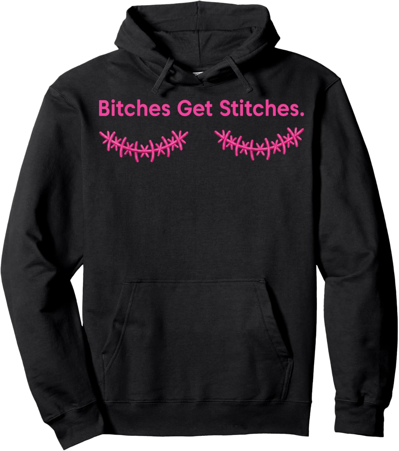 Bitches Get Stitches Funny Breast Cancer Halloween Costume Hoodie - Hoodie | Black