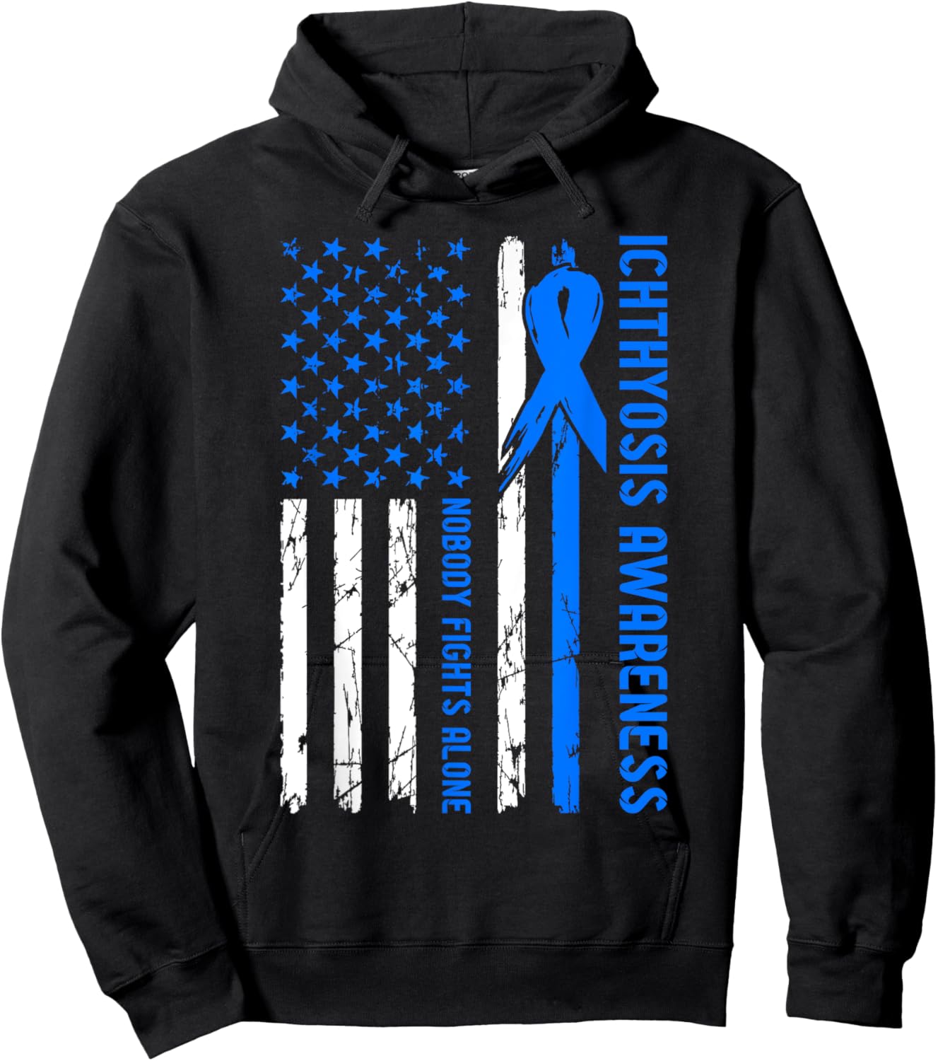 Ichthyosis Awareness Flag Nobody Fights Alone Hoodie - Hoodie | Black