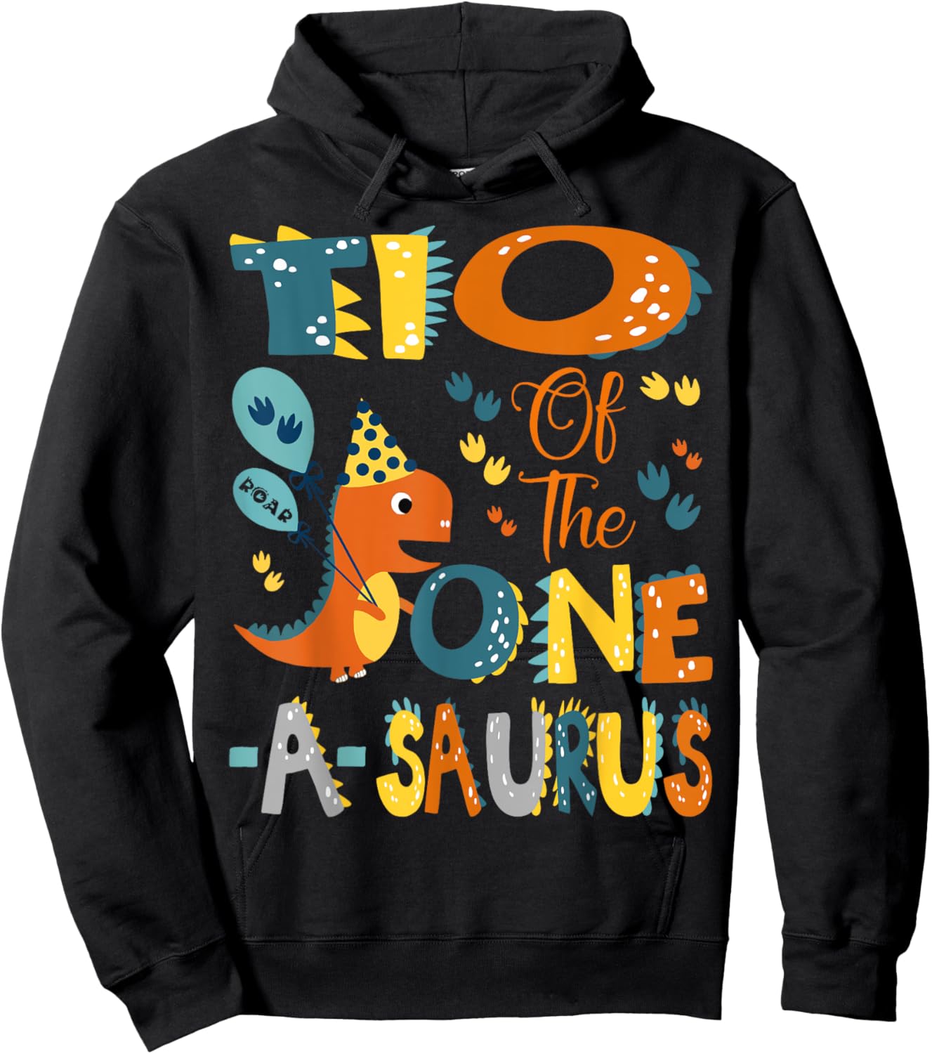 Tio Of The One-A-Saurus 1St Birthday Dinosaur Party Hoodie - Hoodie | Black