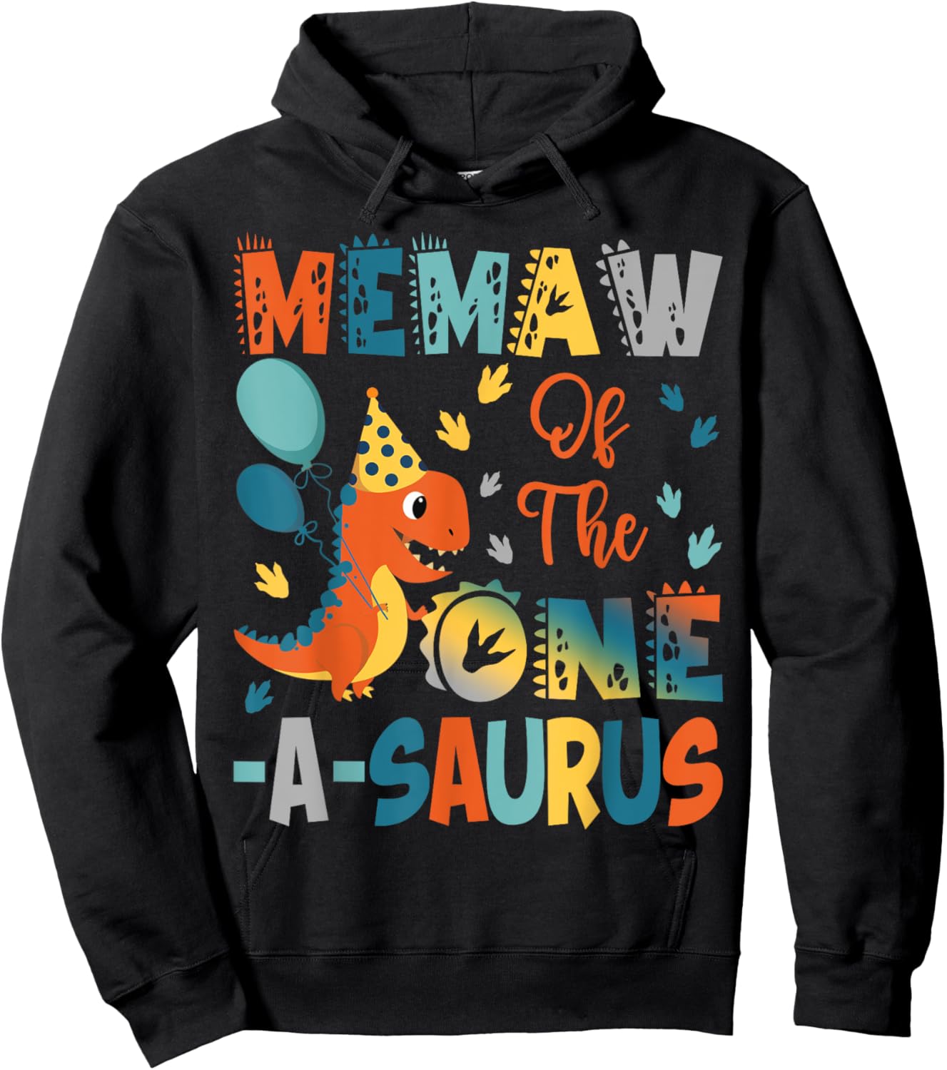 Memaw Of The One-A-Saurus 2Nd Birthday Dinosaur Party Hoodie - Hoodie | Black