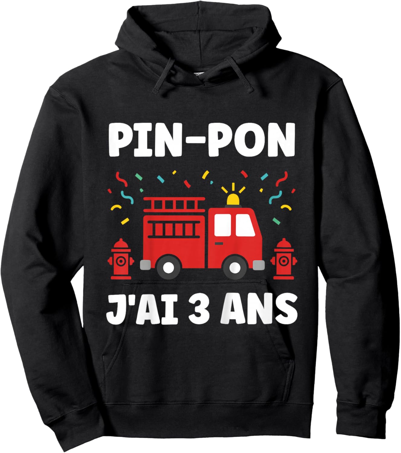 Enfant Humour Enfant Camion Pompier 3 Ans Garçon Anniversaire 3 Ans Hoodie - Hoodie | Black