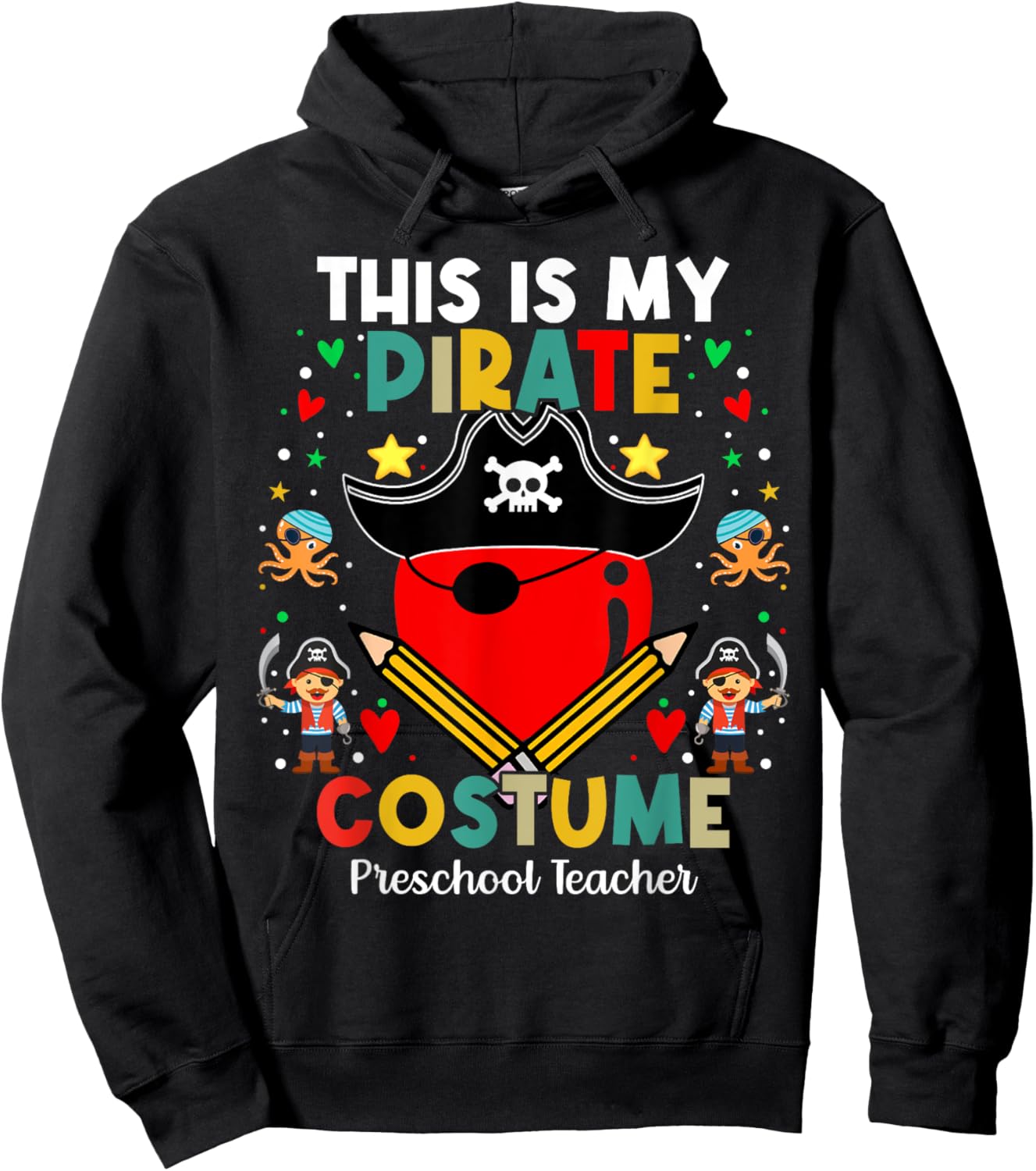 Pirate Costume Preschool teacher Pirate Teacher Halloween Hoodie - Hoodie | Black