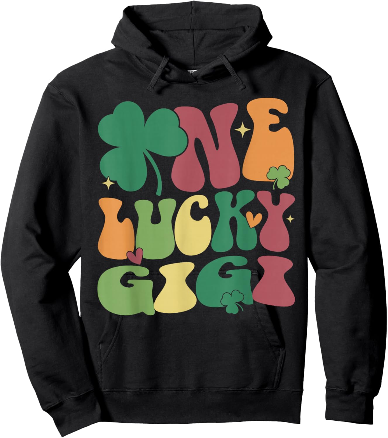 Retro Groovy St Patricks Day One Lucky Gigi Hoodie - Hoodie | Black