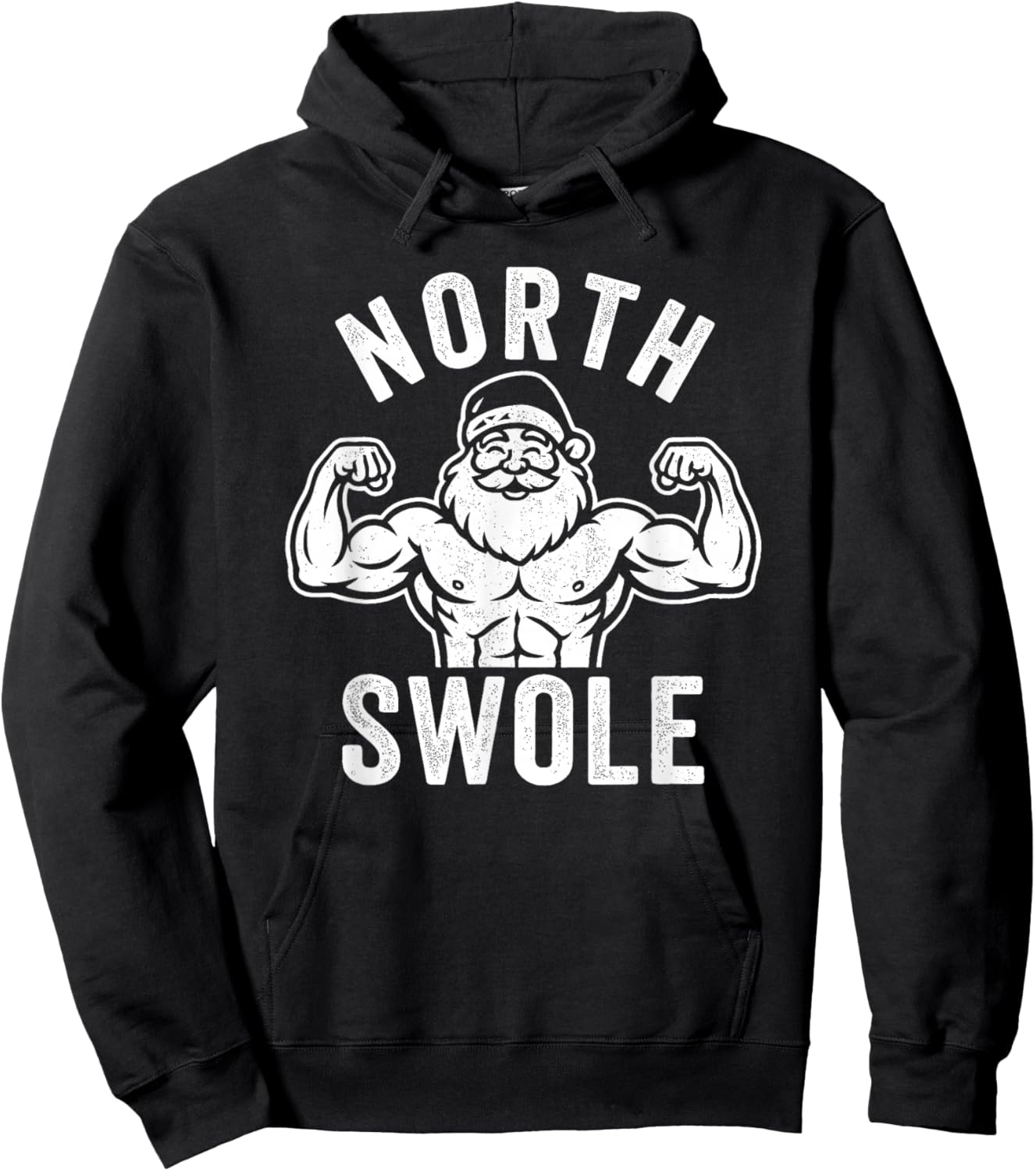 North Swole Funny Bodybuilder Santa Christmas Gym Hoodie - Hoodie | Black